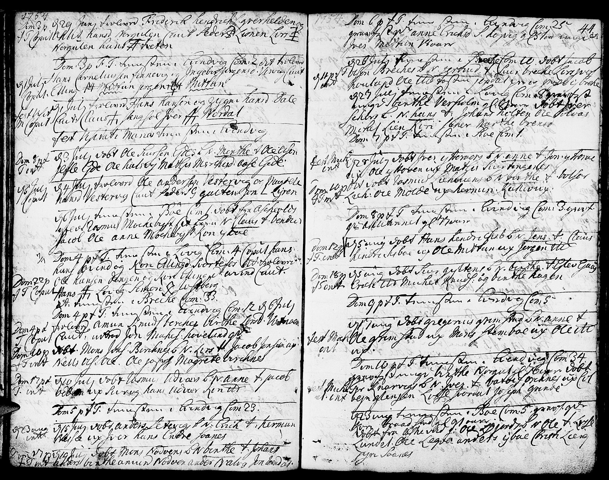 Gulen sokneprestembete, SAB/A-80201/H/Haa/Haaa/L0012: Parish register (official) no. A 12, 1749-1776, p. 44