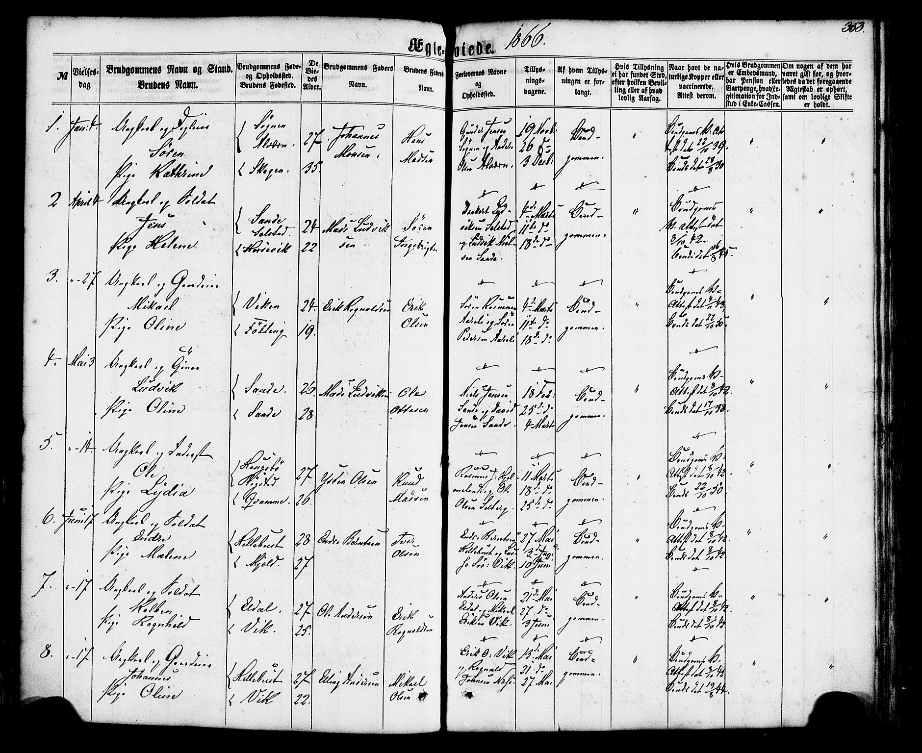 Gaular sokneprestembete, SAB/A-80001/H/Haa: Parish register (official) no. A 5, 1860-1881, p. 353