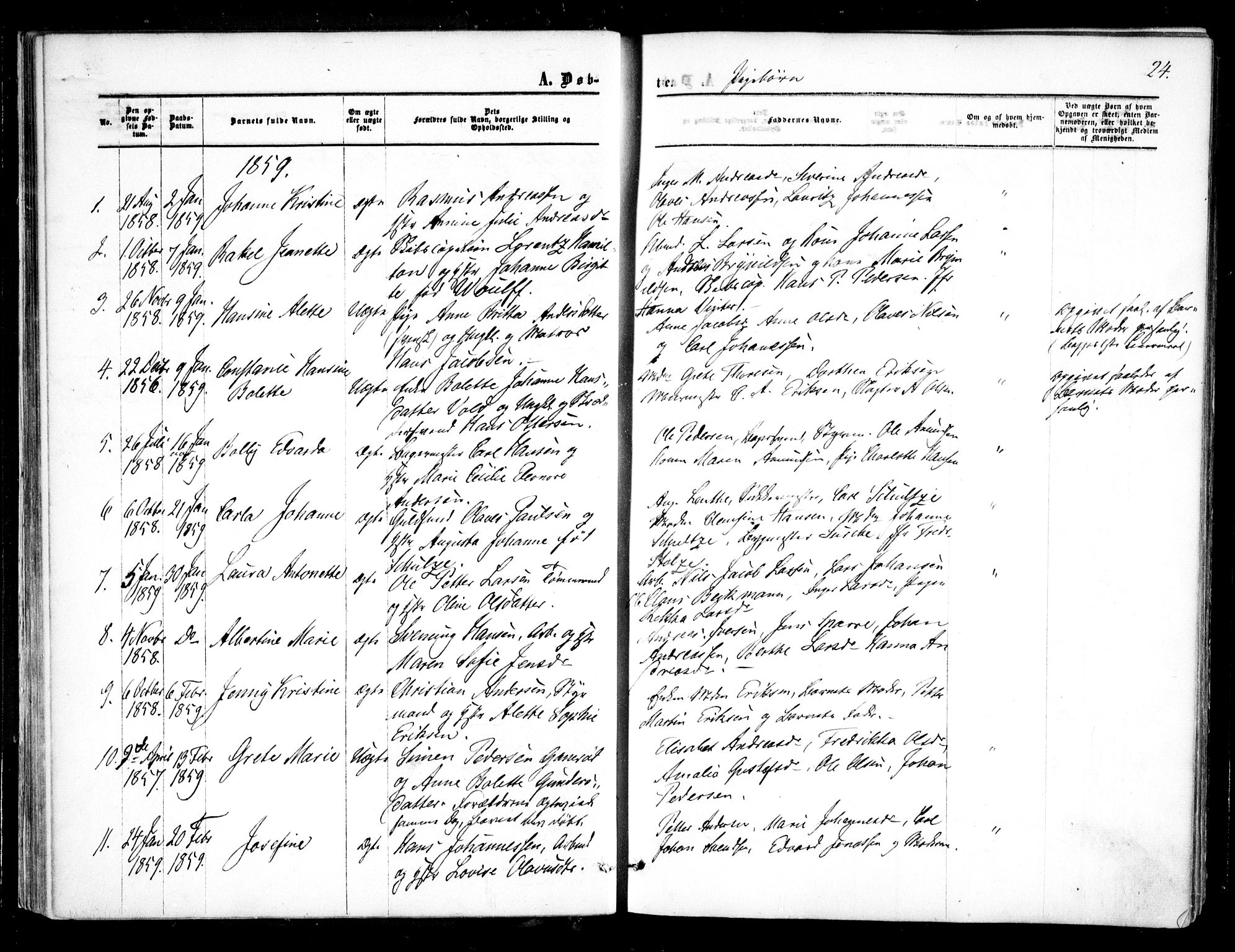 Halden prestekontor Kirkebøker, AV/SAO-A-10909/F/Fa/L0007: Parish register (official) no. I 7, 1857-1865, p. 24