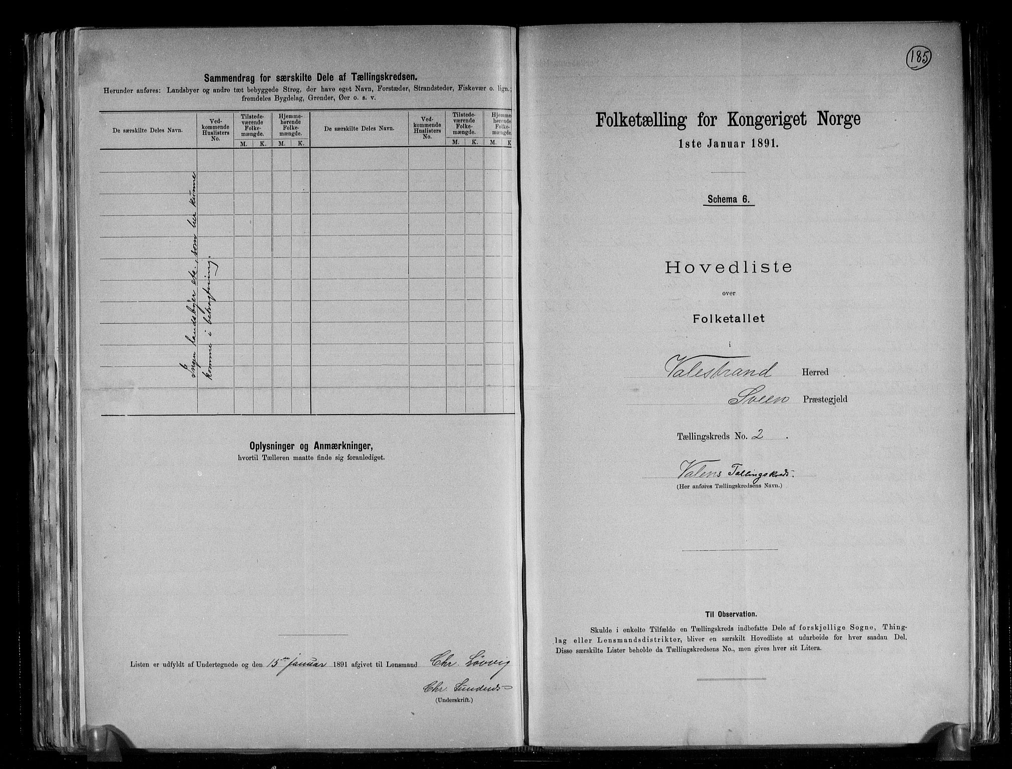 RA, 1891 census for 1217 Valestrand, 1891, p. 6