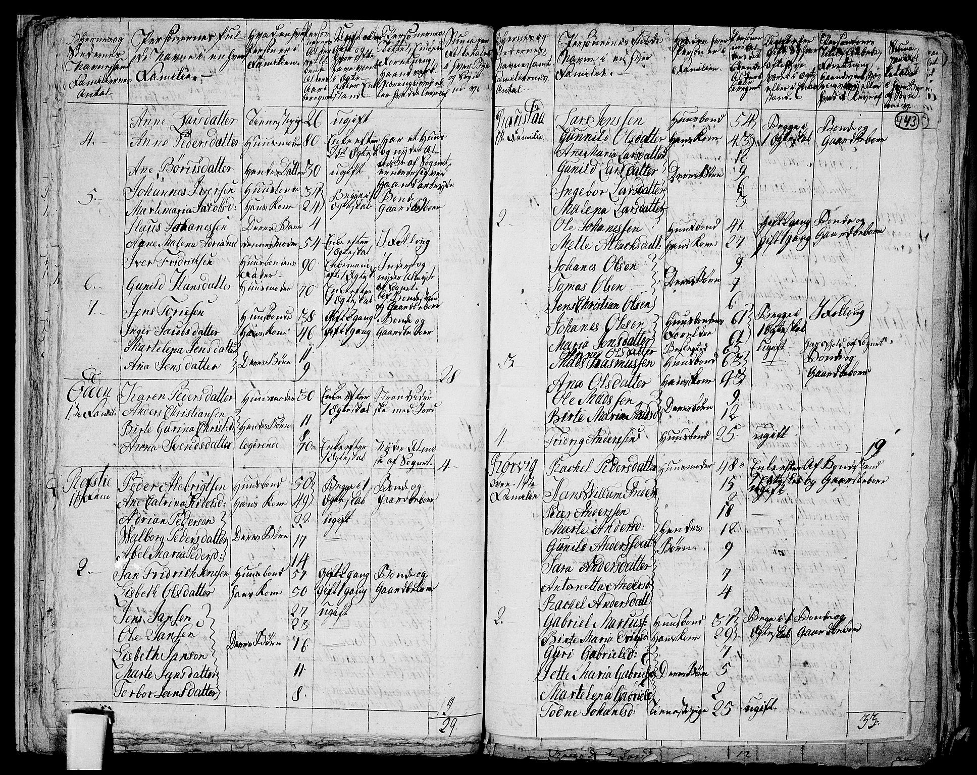 RA, 1801 census for 1037P Nedre Kvinesdal, 1801, p. 442b-443a