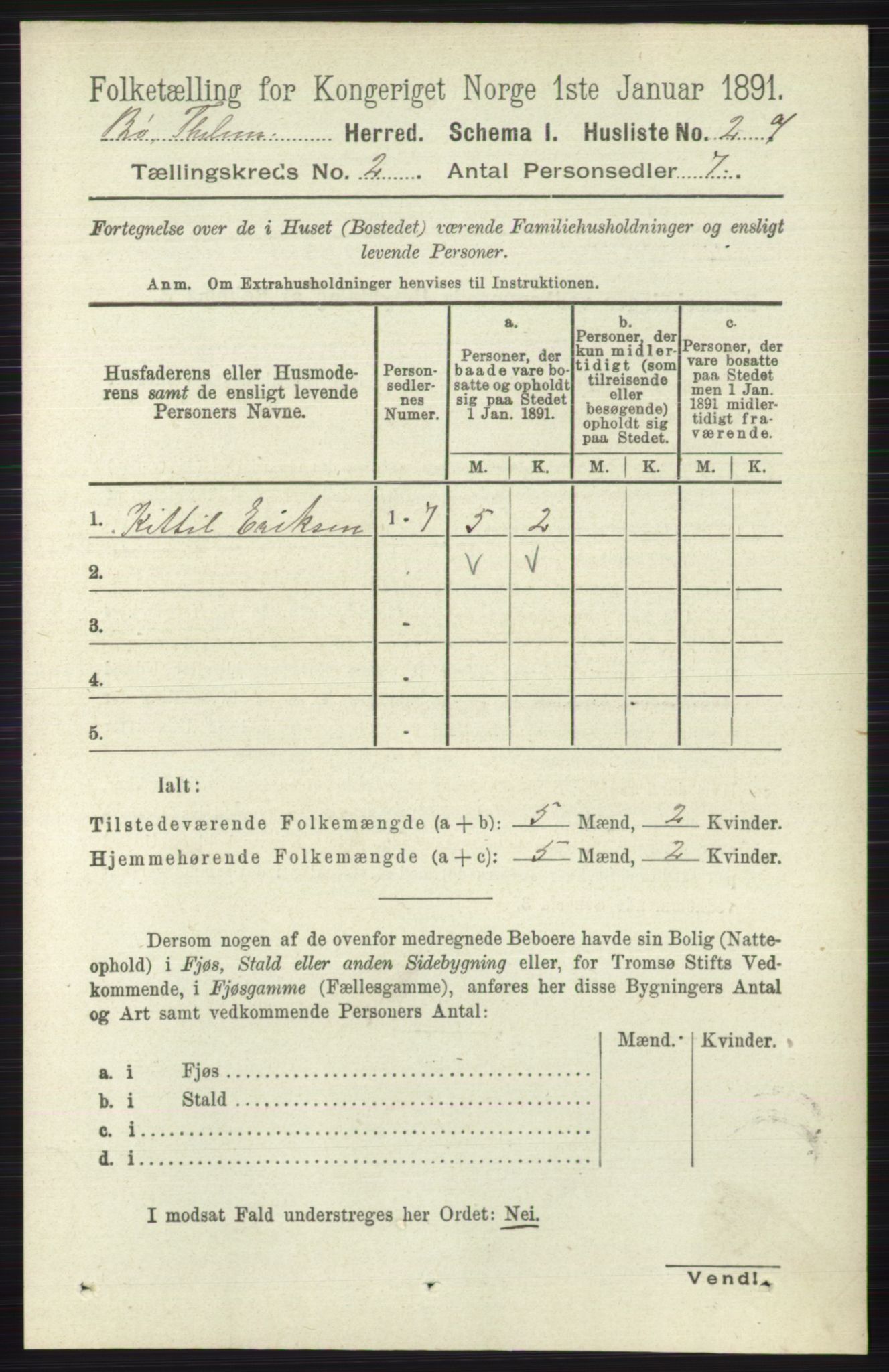 RA, 1891 census for 0821 Bø, 1891, p. 620