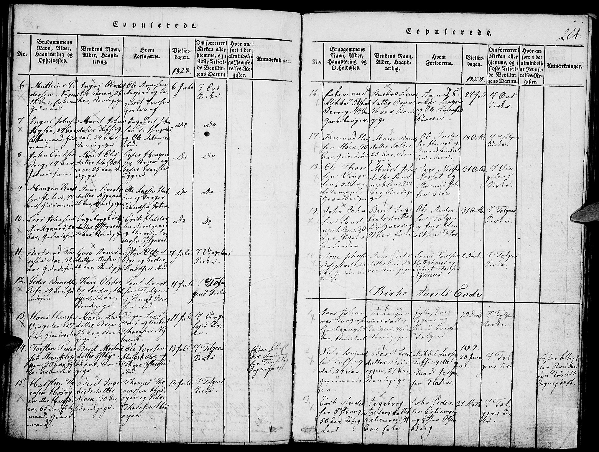 Tolga prestekontor, SAH/PREST-062/K/L0004: Parish register (official) no. 4, 1815-1836, p. 204
