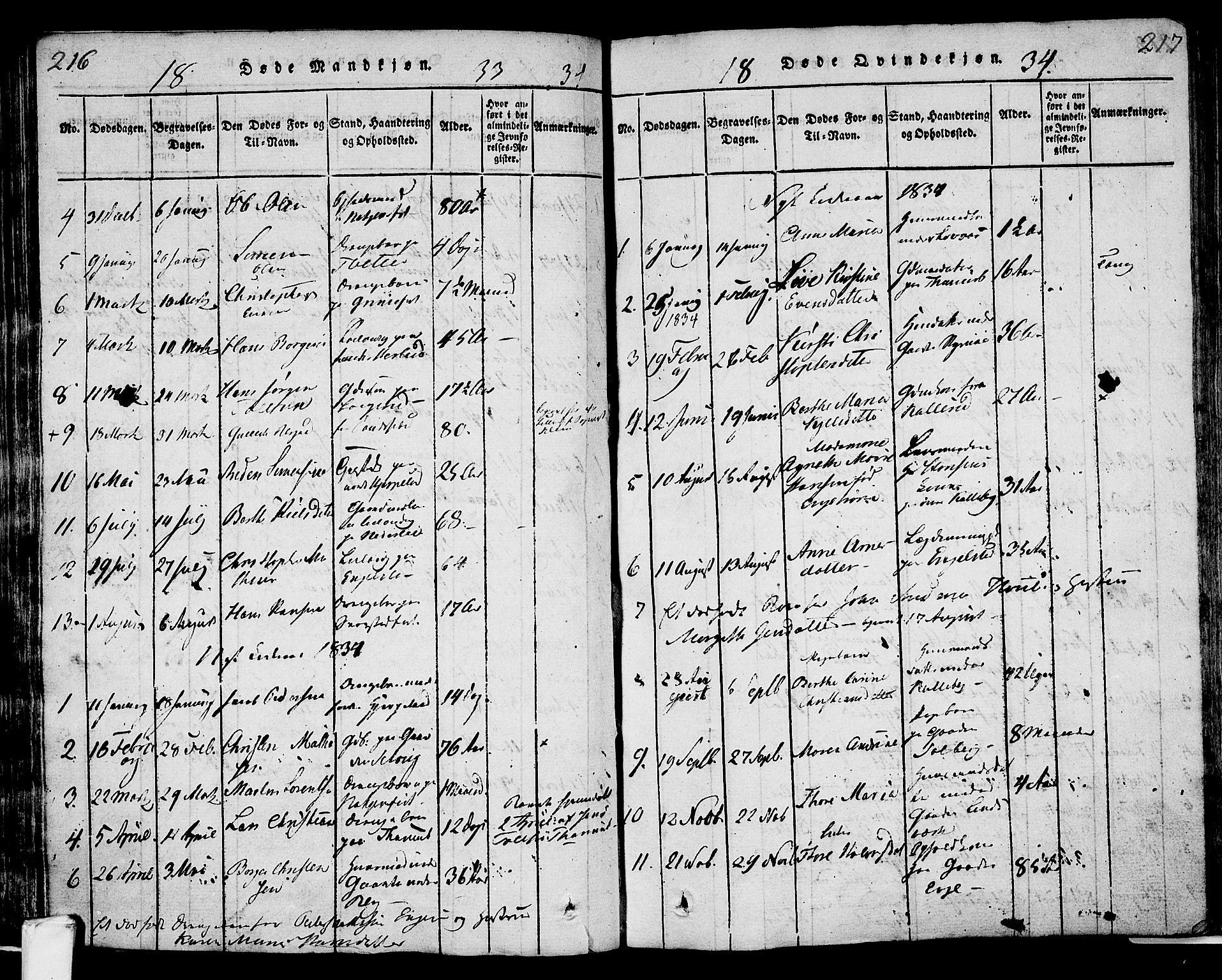 Lardal kirkebøker, AV/SAKO-A-350/F/Fa/L0005: Parish register (official) no. I 5, 1814-1835, p. 216-217