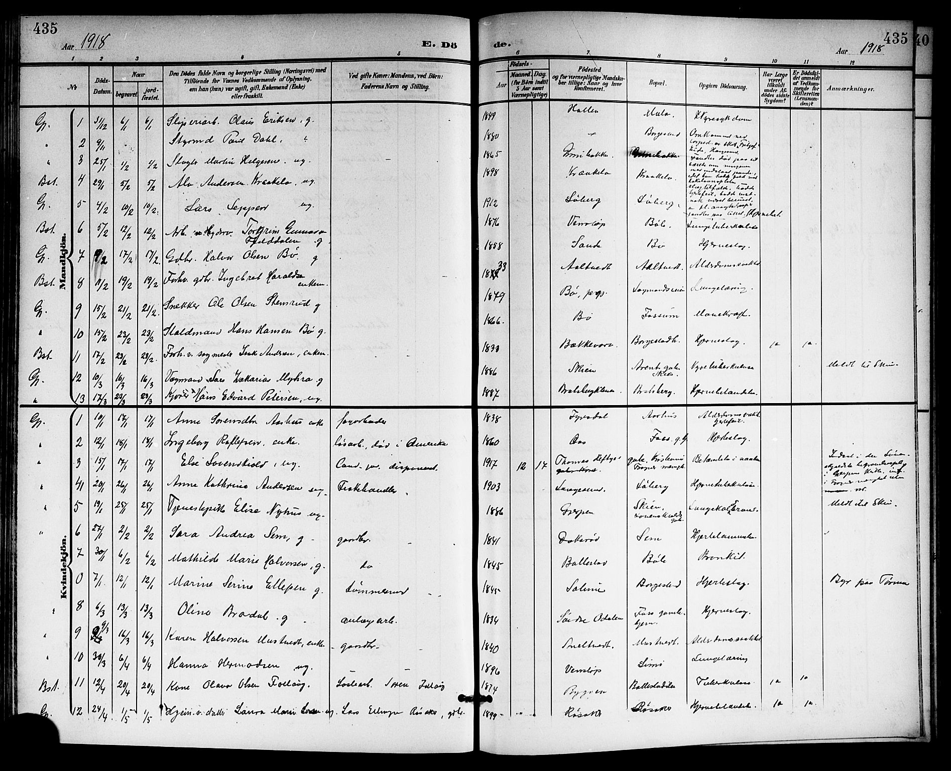 Gjerpen kirkebøker, SAKO/A-265/G/Ga/L0003: Parish register (copy) no. I 3, 1901-1919, p. 435