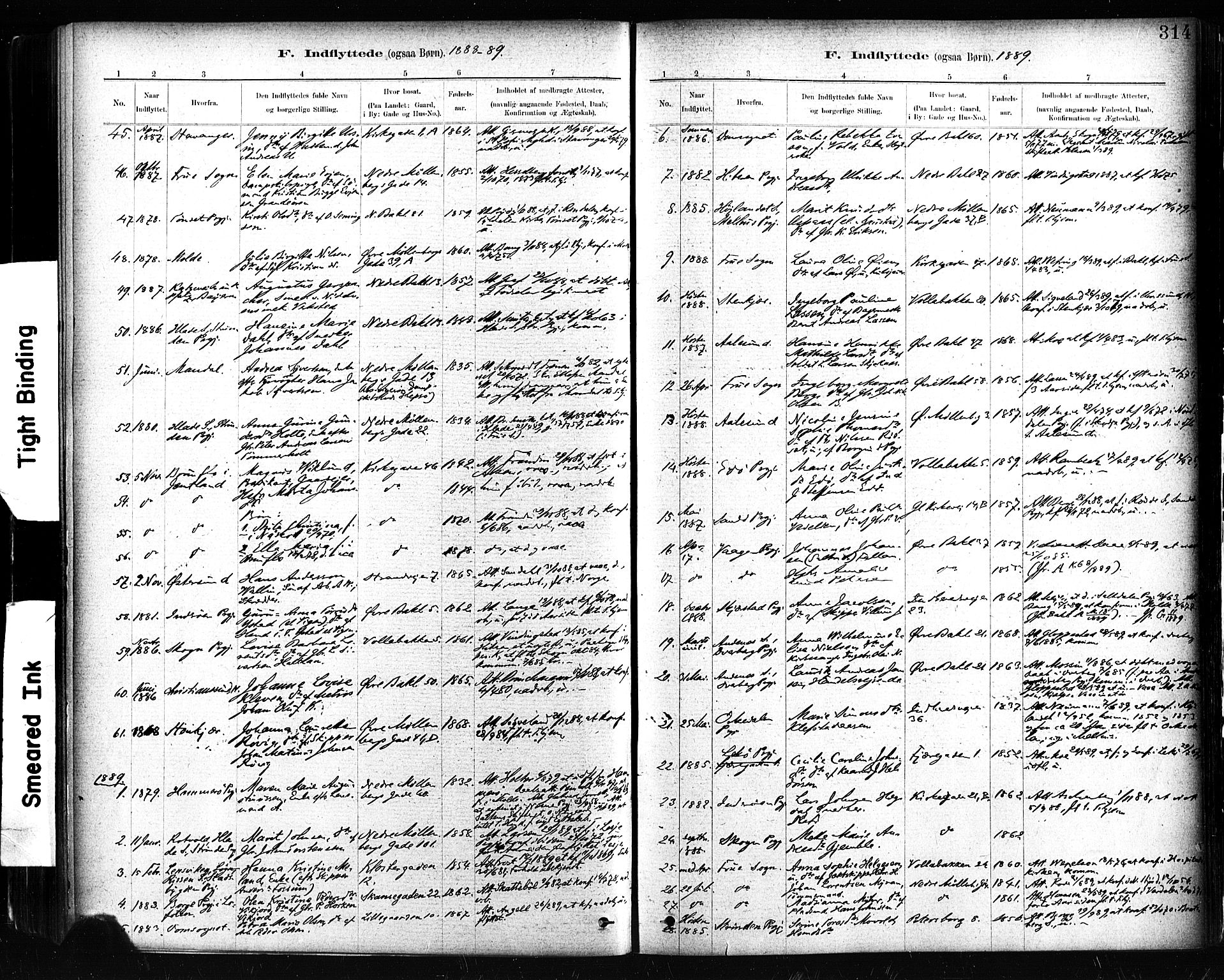 Ministerialprotokoller, klokkerbøker og fødselsregistre - Sør-Trøndelag, SAT/A-1456/604/L0189: Parish register (official) no. 604A10, 1878-1892, p. 314