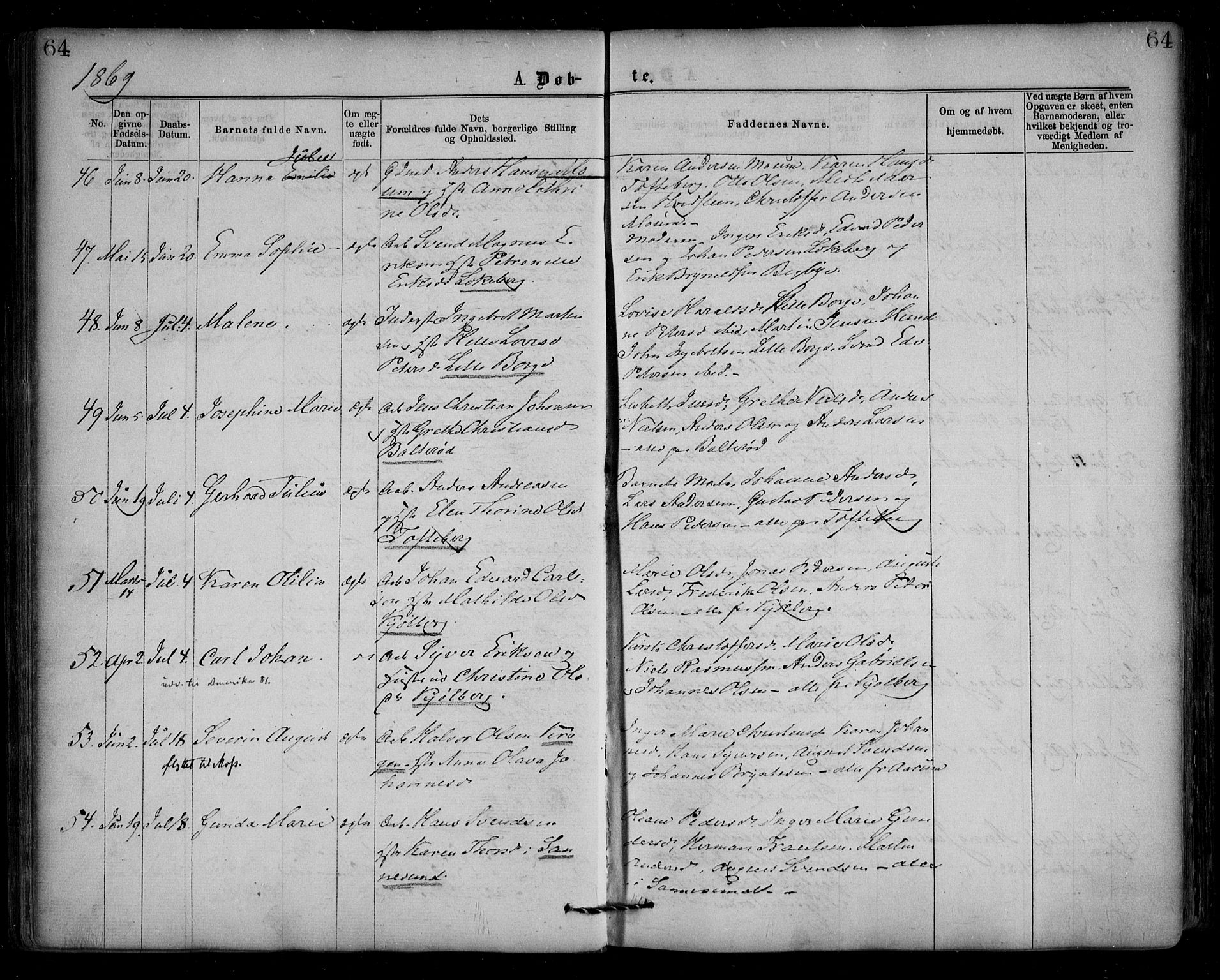 Borge prestekontor Kirkebøker, AV/SAO-A-10903/F/Fa/L0006: Parish register (official) no. I 6, 1861-1874, p. 64