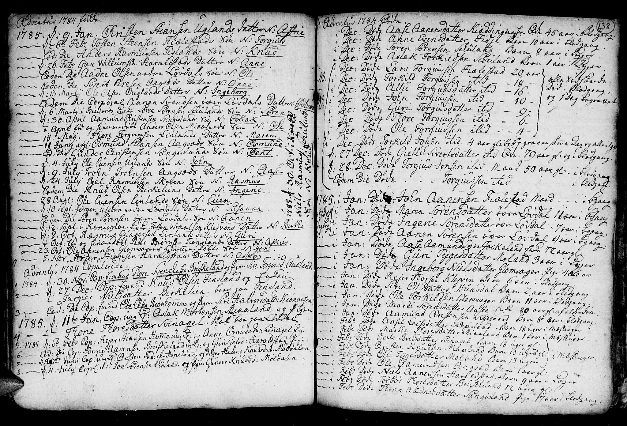 Holum sokneprestkontor, SAK/1111-0022/F/Fb/Fba/L0001: Parish register (copy) no. B 1 /3, 1770-1802, p. 138