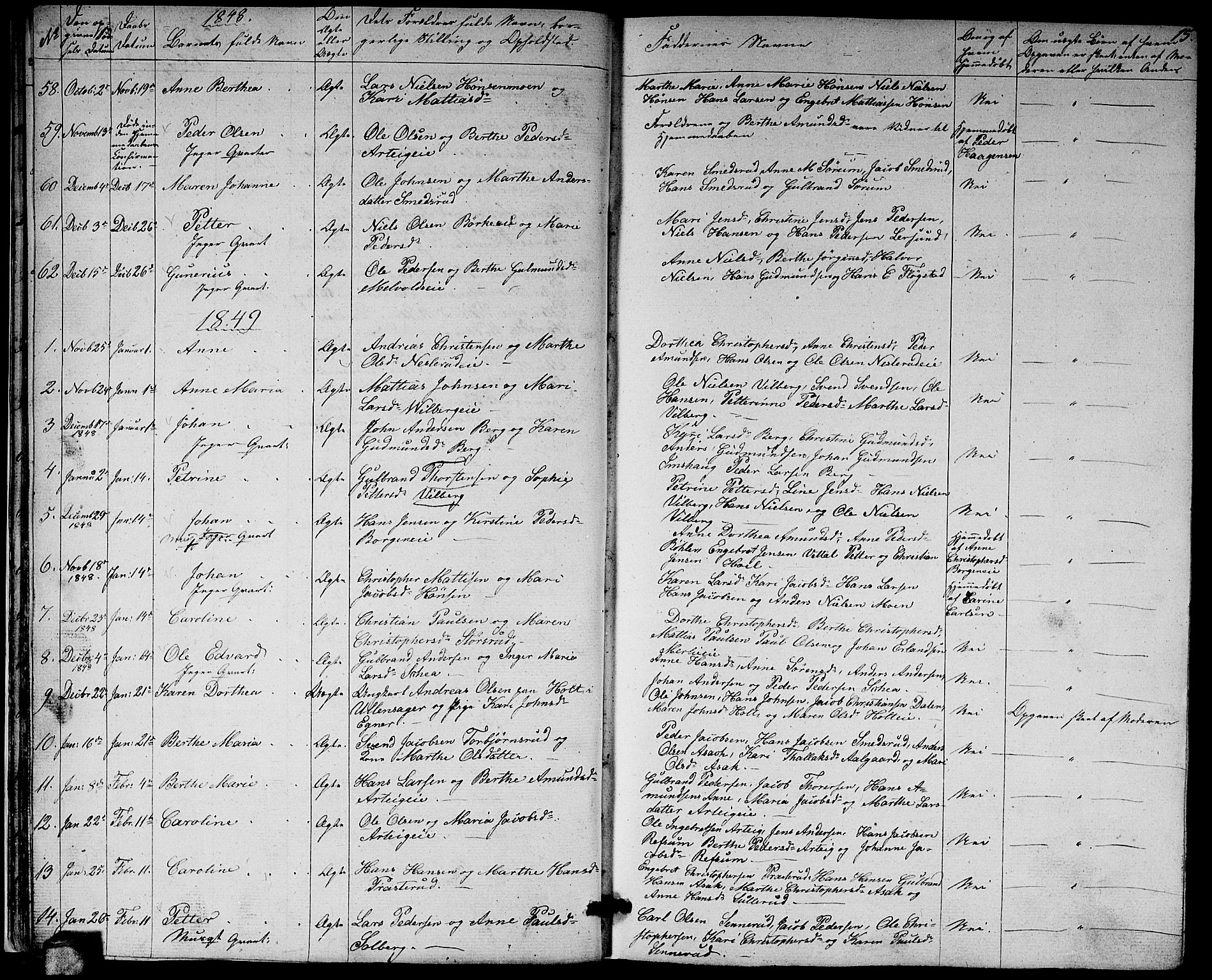 Sørum prestekontor Kirkebøker, AV/SAO-A-10303/G/Ga/L0003: Parish register (copy) no. I 3, 1846-1863, p. 15