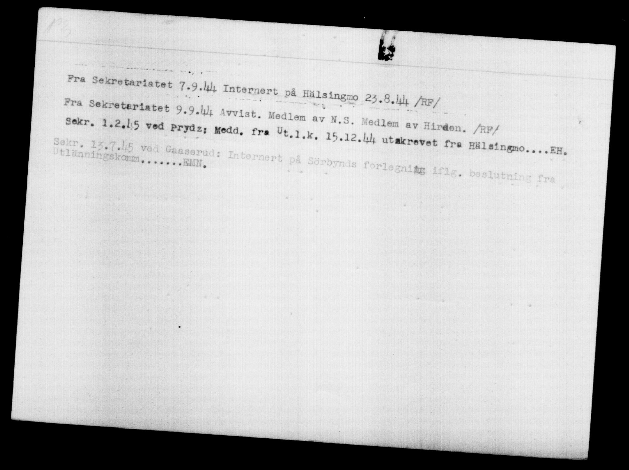 Den Kgl. Norske Legasjons Flyktningskontor, AV/RA-S-6753/V/Va/L0012: Kjesäterkartoteket.  Flyktningenr. 28300-31566, 1940-1945, p. 1826