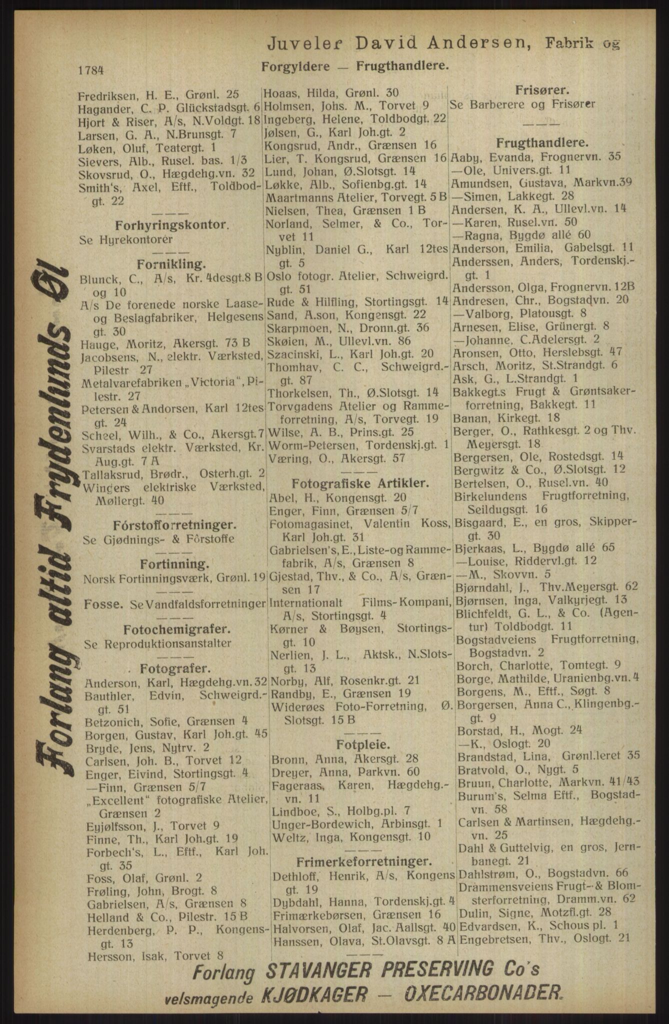 Kristiania/Oslo adressebok, PUBL/-, 1914, p. 1784