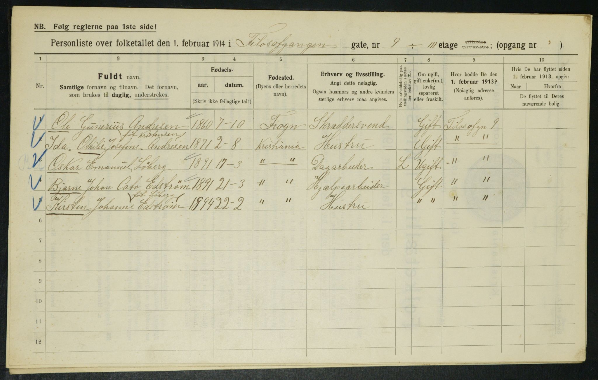 OBA, Municipal Census 1914 for Kristiania, 1914, p. 24419