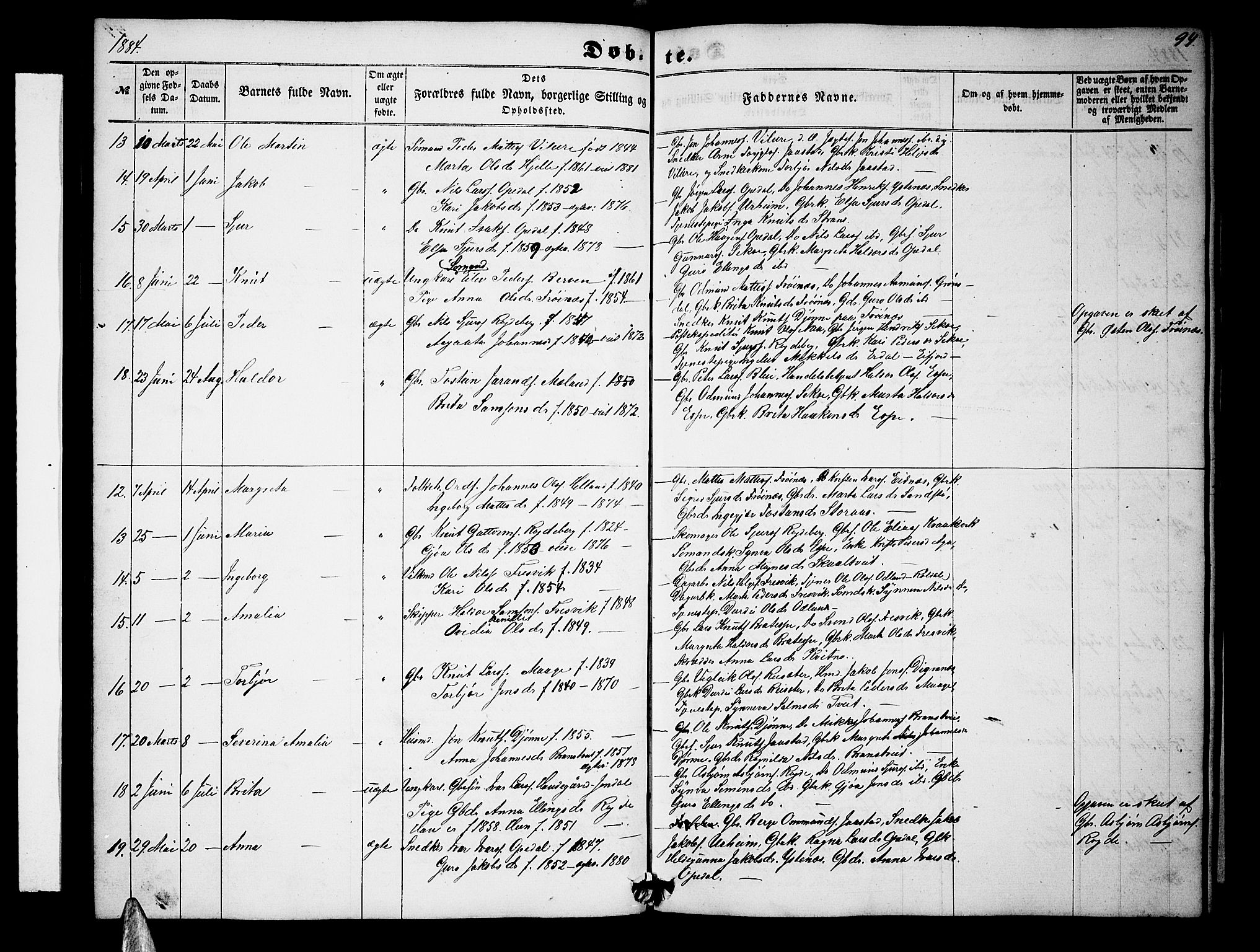 Ullensvang sokneprestembete, SAB/A-78701/H/Hab: Parish register (copy) no. B 10, 1858-1886, p. 94