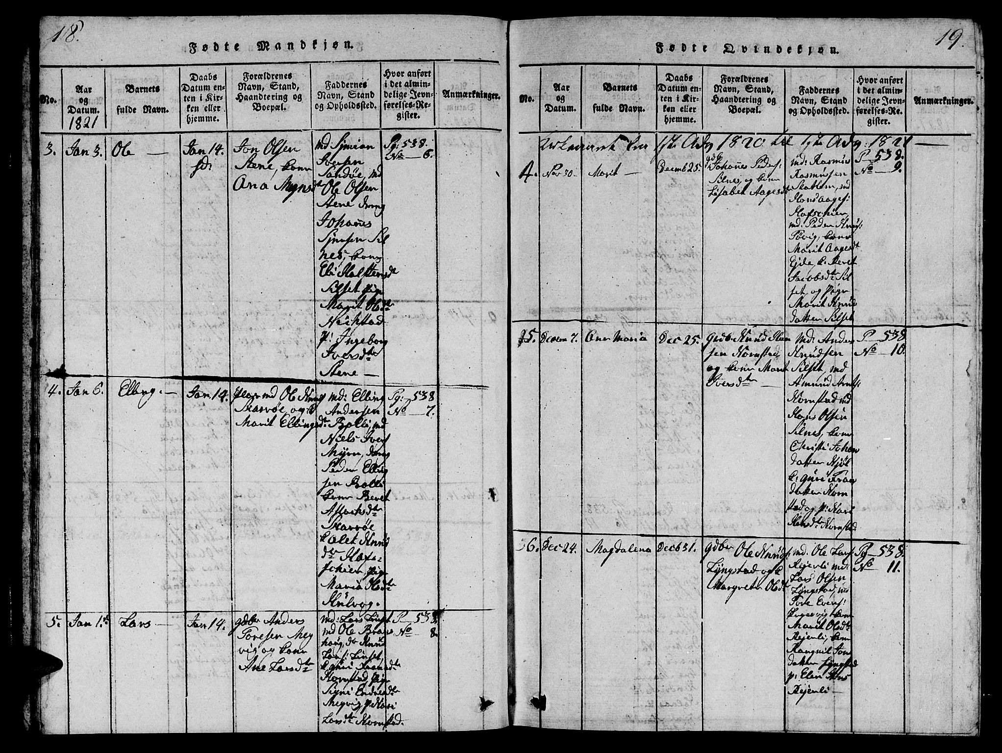 Ministerialprotokoller, klokkerbøker og fødselsregistre - Møre og Romsdal, AV/SAT-A-1454/570/L0831: Parish register (official) no. 570A05, 1819-1829, p. 18-19