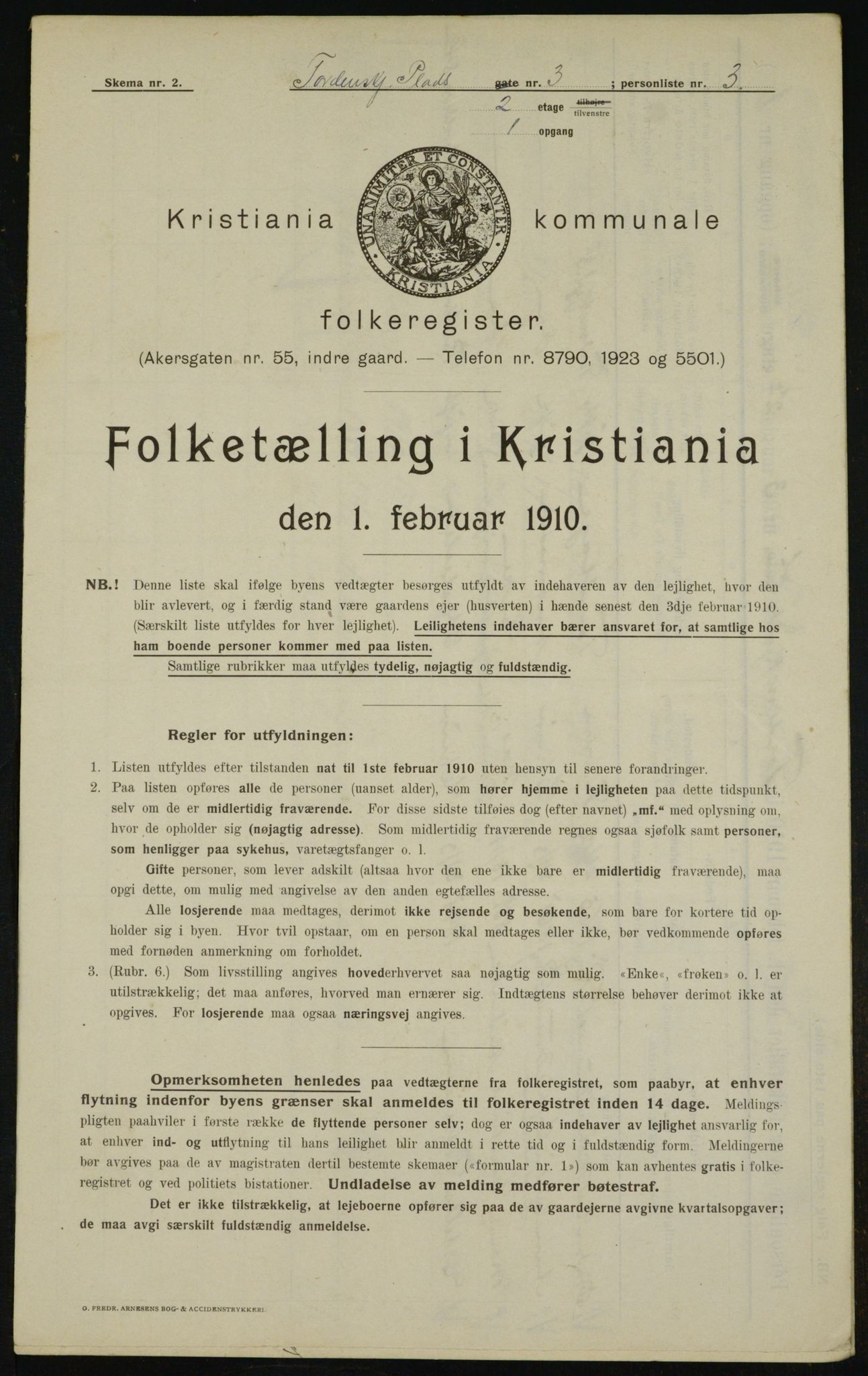 OBA, Municipal Census 1910 for Kristiania, 1910, p. 108064