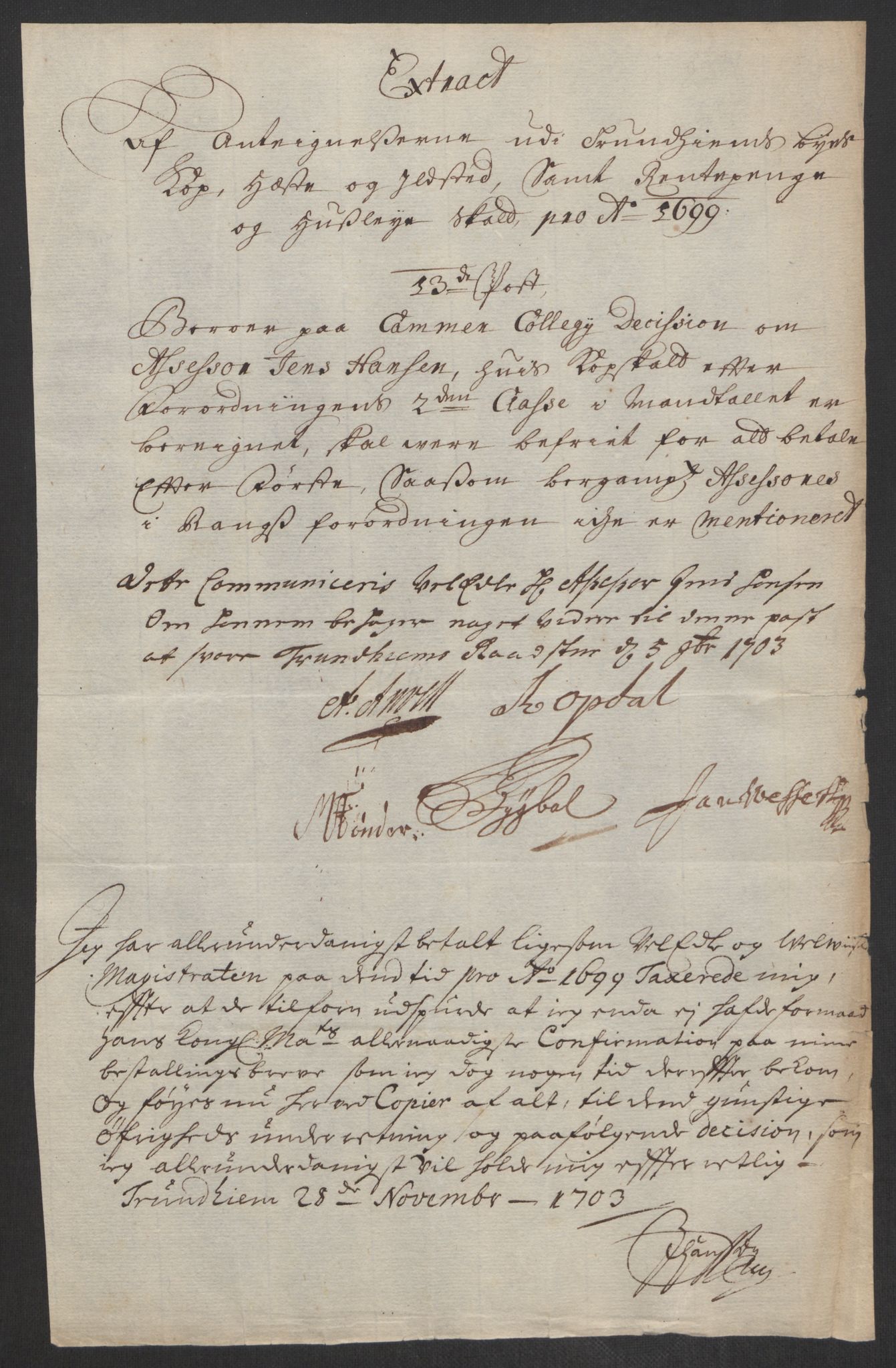 Rentekammeret inntil 1814, Reviderte regnskaper, Byregnskaper, AV/RA-EA-4066/R/Rs/L0507: [S3] Kontribusjonsregnskap, 1699-1711, p. 375