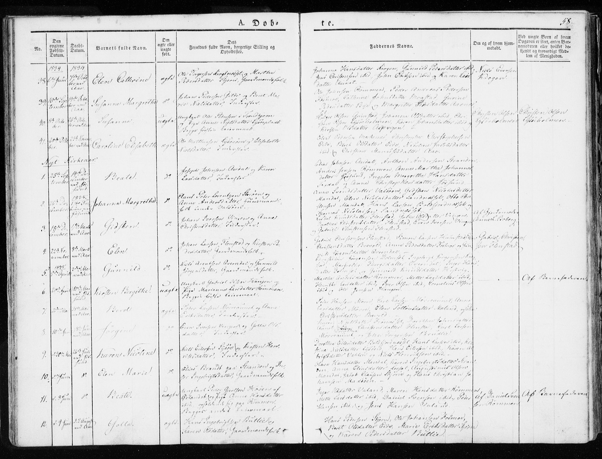 Ministerialprotokoller, klokkerbøker og fødselsregistre - Sør-Trøndelag, SAT/A-1456/655/L0676: Parish register (official) no. 655A05, 1830-1847, p. 58
