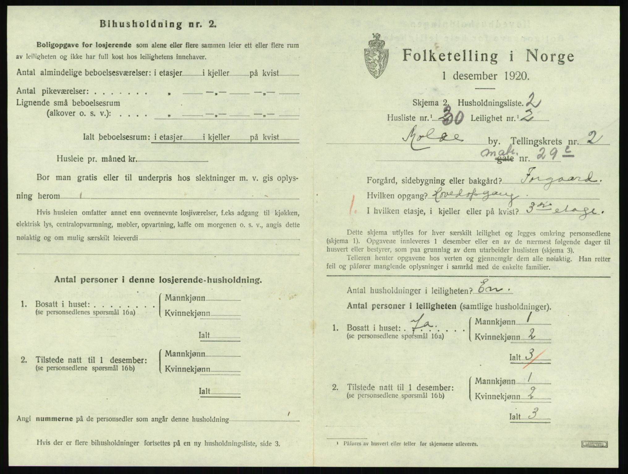 SAT, 1920 census for Molde, 1920, p. 1029