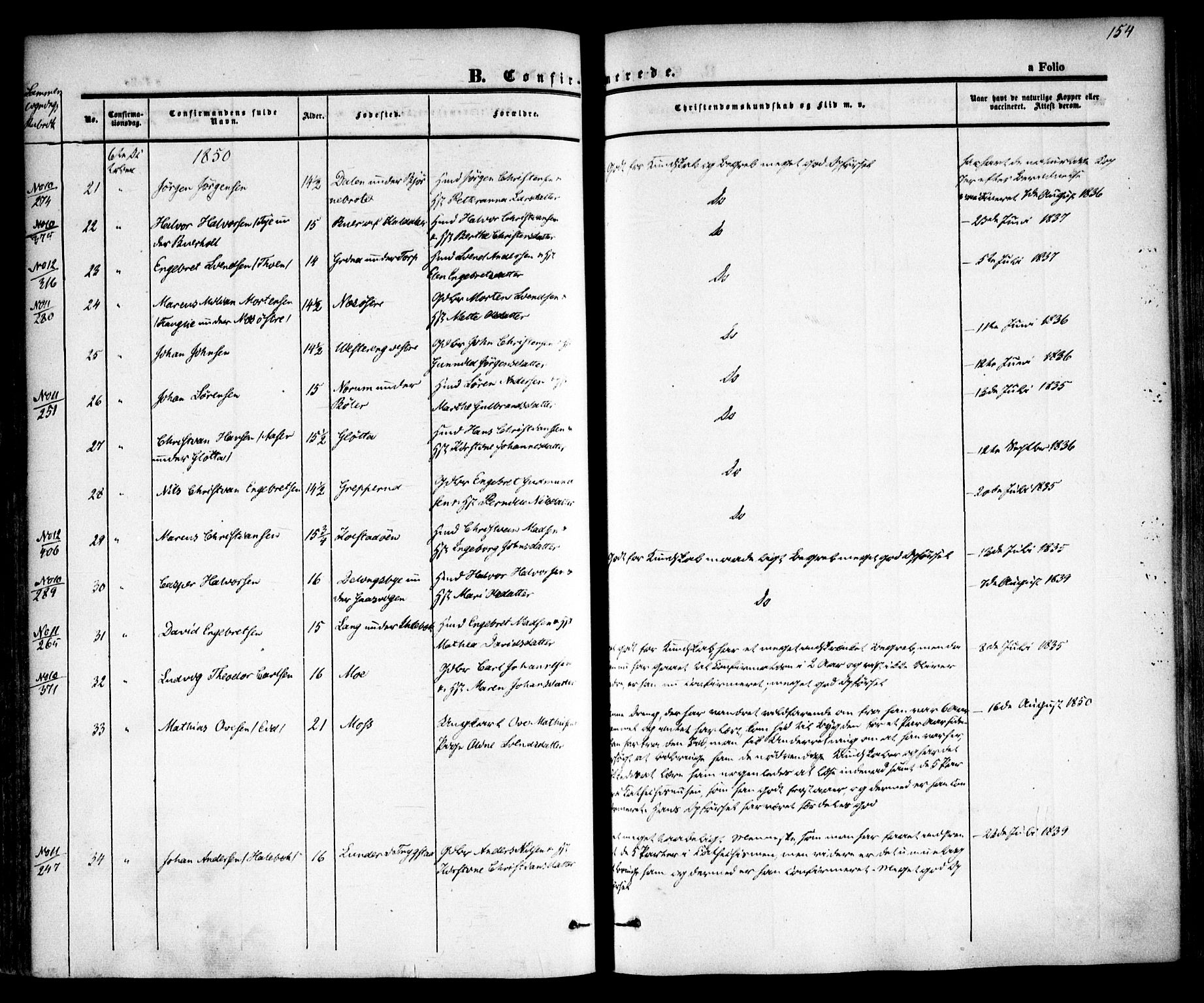 Høland prestekontor Kirkebøker, AV/SAO-A-10346a/F/Fa/L0009: Parish register (official) no. I 9, 1846-1853, p. 154