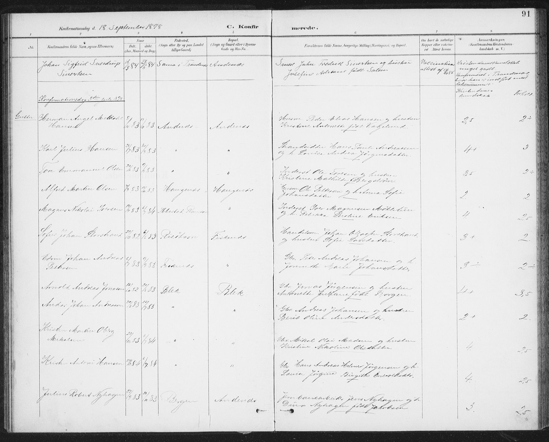 Ministerialprotokoller, klokkerbøker og fødselsregistre - Nordland, SAT/A-1459/899/L1437: Parish register (official) no. 899A05, 1897-1908, p. 91