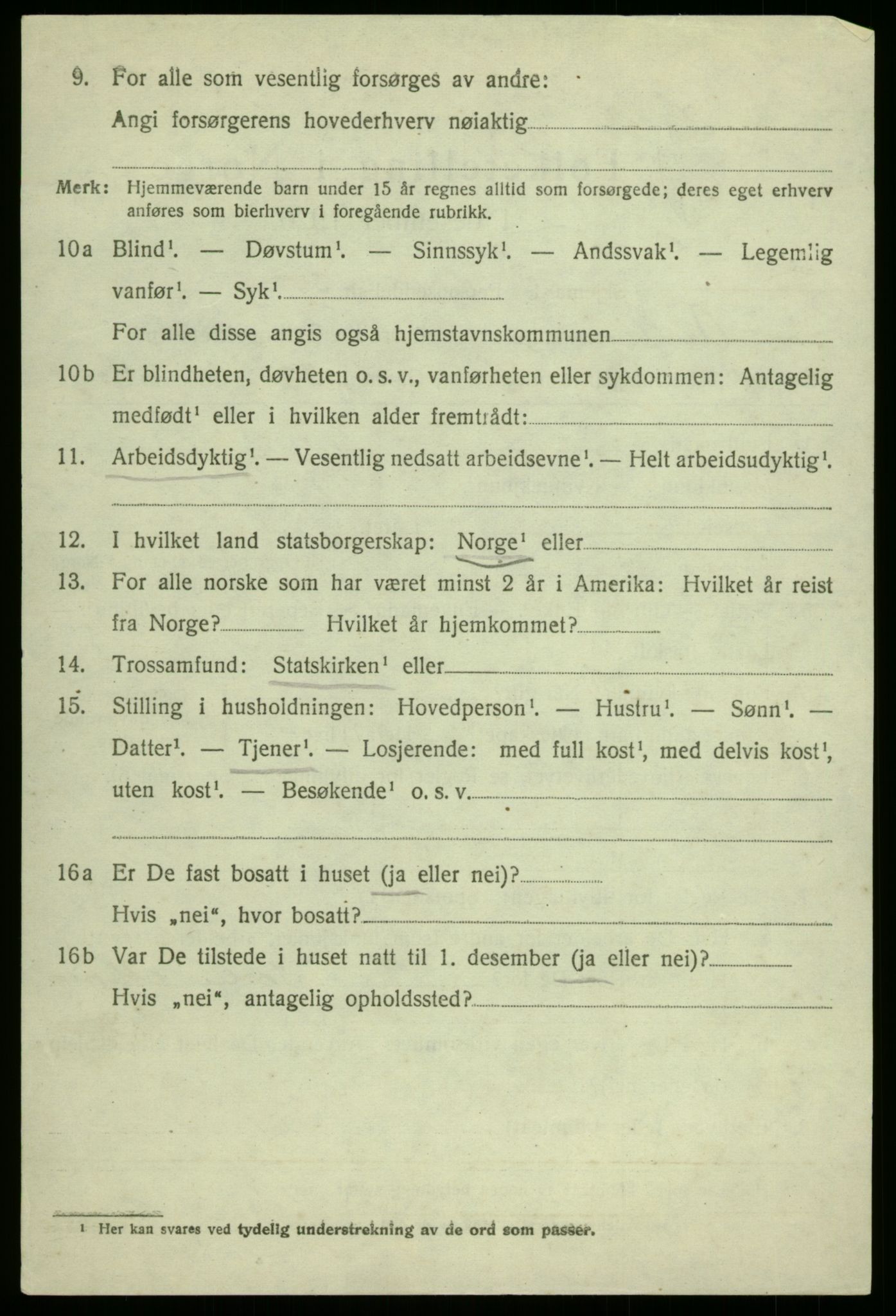 SAB, 1920 census for Aurland, 1920, p. 1903