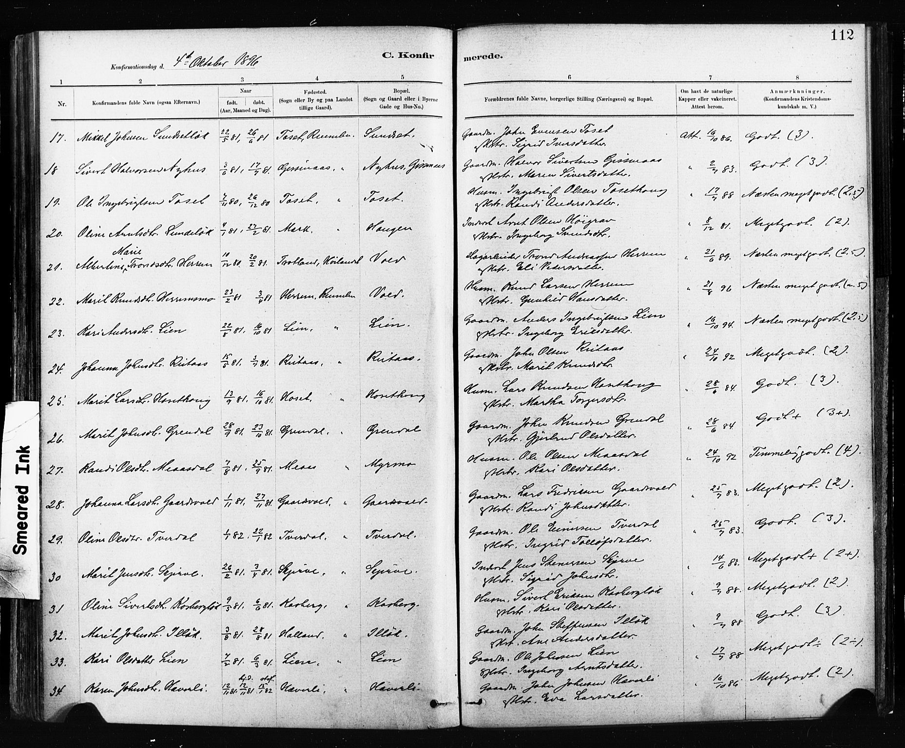 Ministerialprotokoller, klokkerbøker og fødselsregistre - Sør-Trøndelag, SAT/A-1456/674/L0871: Parish register (official) no. 674A03, 1880-1896, p. 112