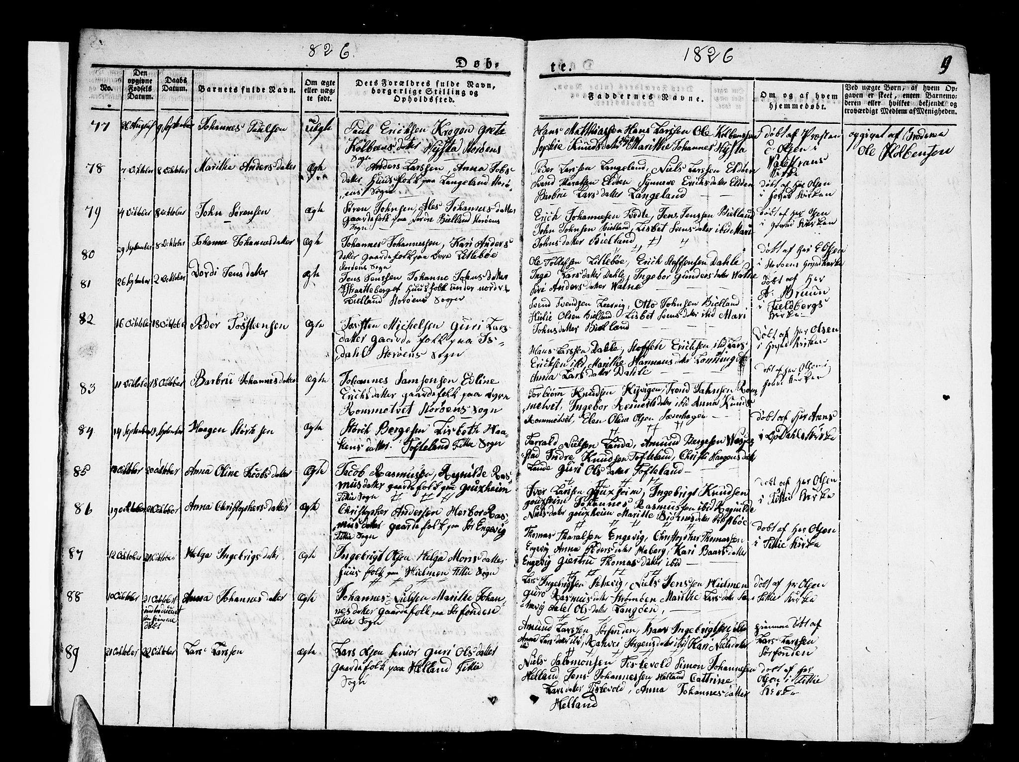 Stord sokneprestembete, SAB/A-78201/H/Haa: Parish register (official) no. A 6, 1826-1840, p. 9