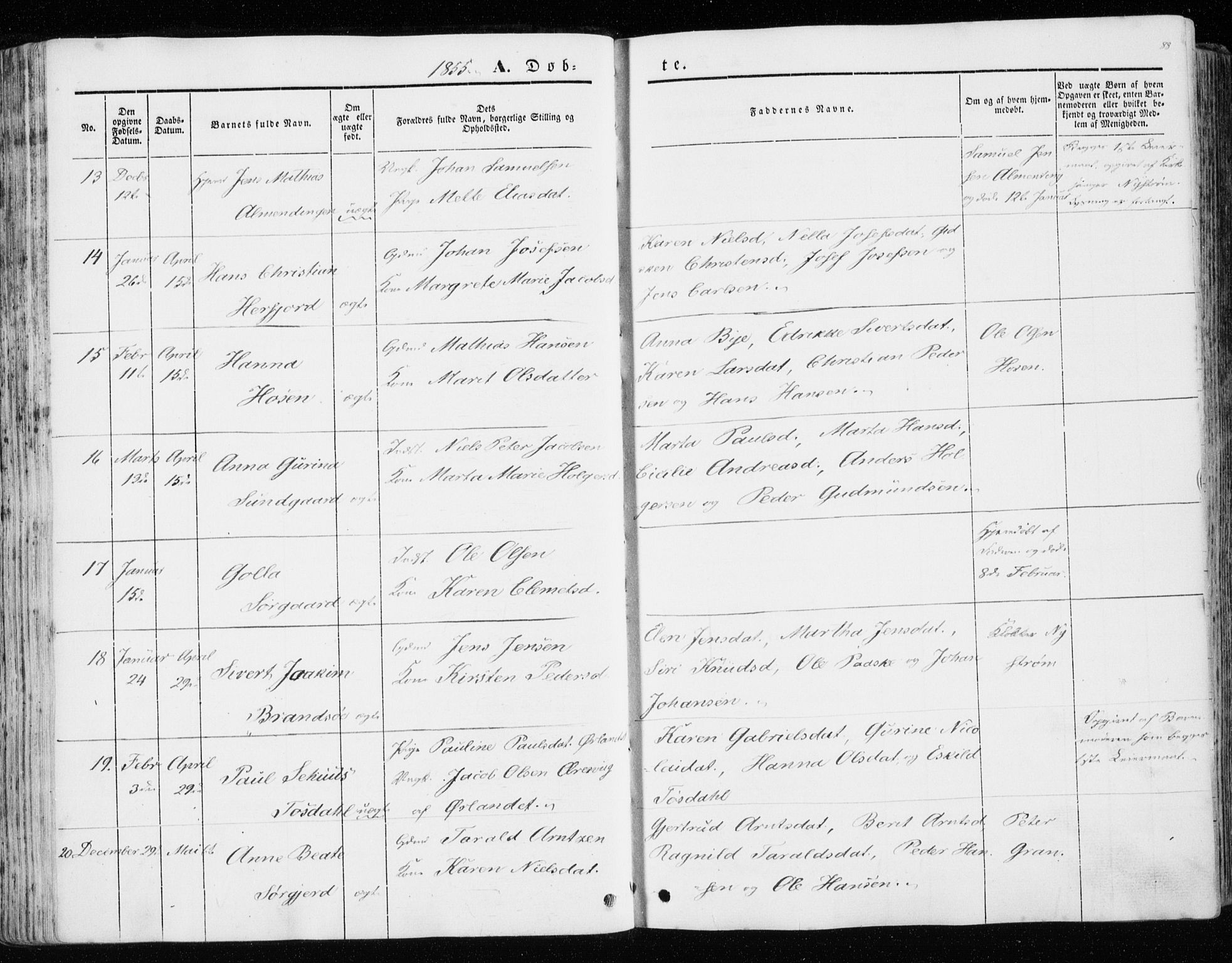 Ministerialprotokoller, klokkerbøker og fødselsregistre - Sør-Trøndelag, AV/SAT-A-1456/657/L0704: Parish register (official) no. 657A05, 1846-1857, p. 88