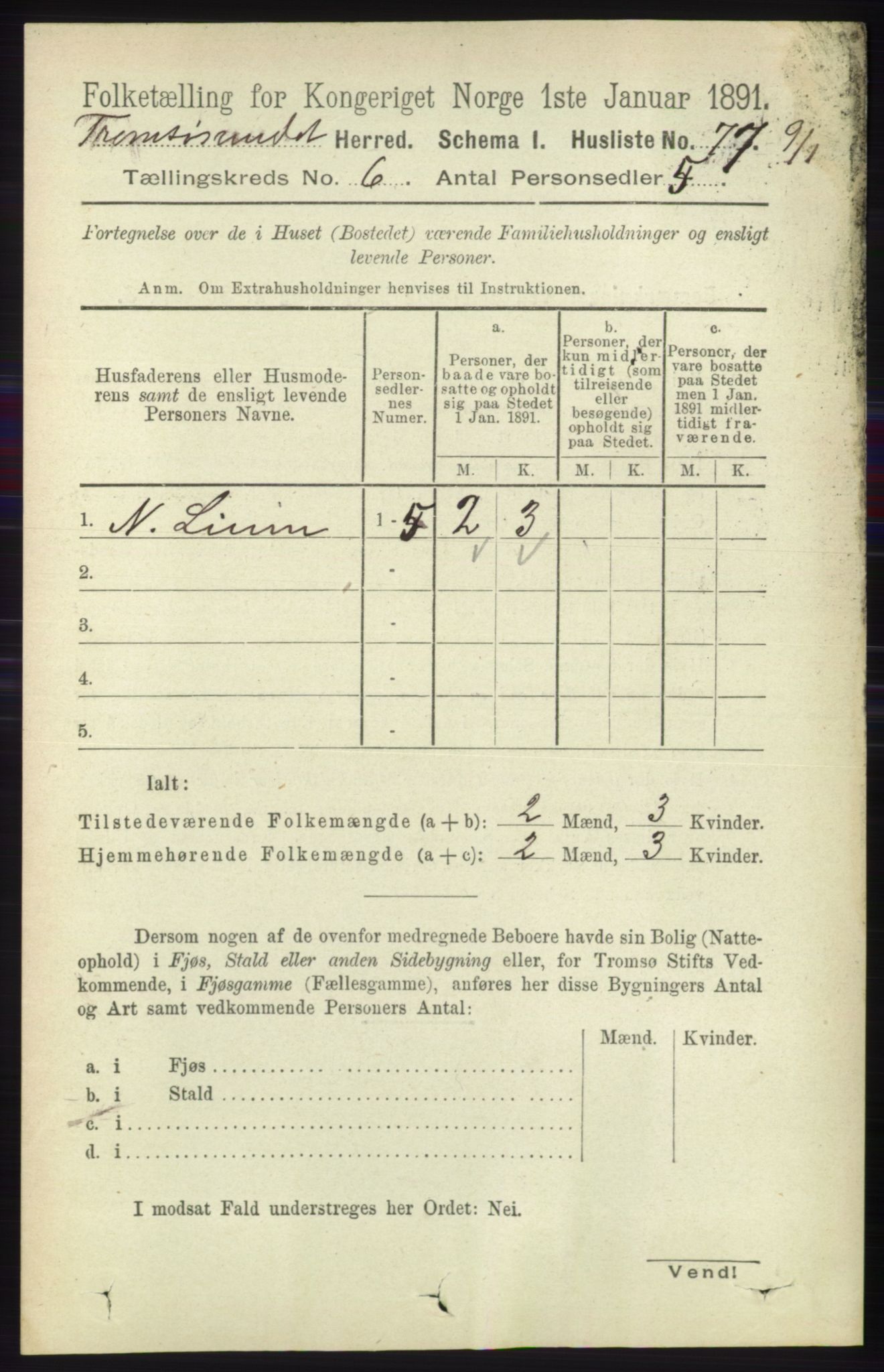 RA, 1891 census for 1934 Tromsøysund, 1891, p. 2992