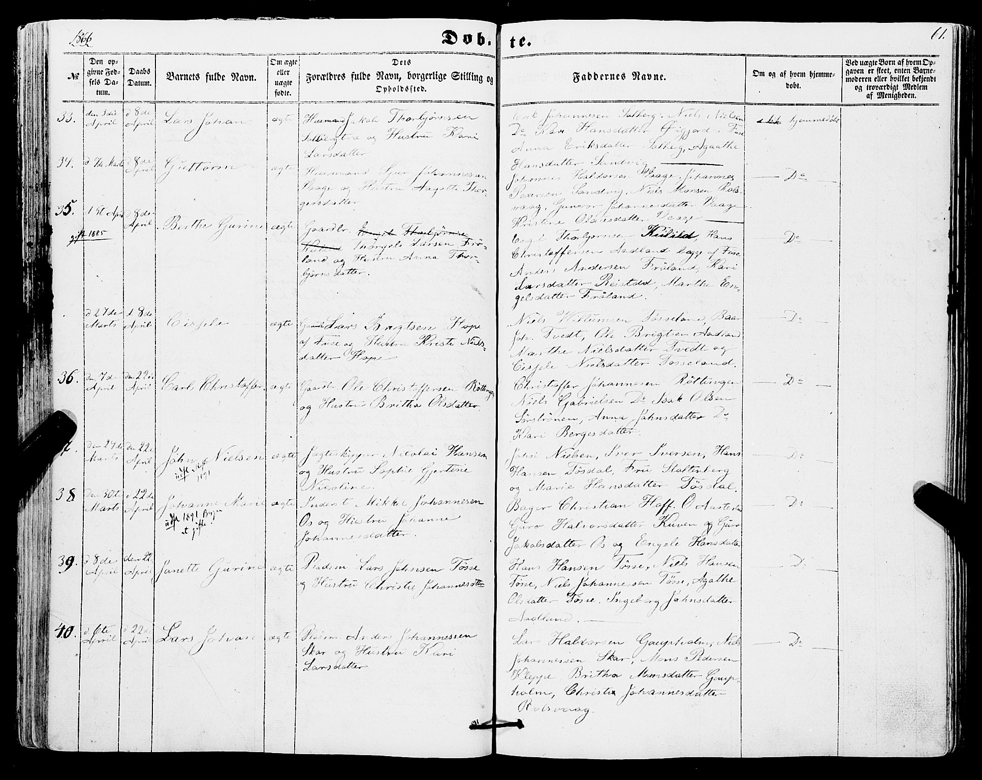 Os sokneprestembete, AV/SAB-A-99929: Parish register (official) no. A 17, 1860-1873, p. 61