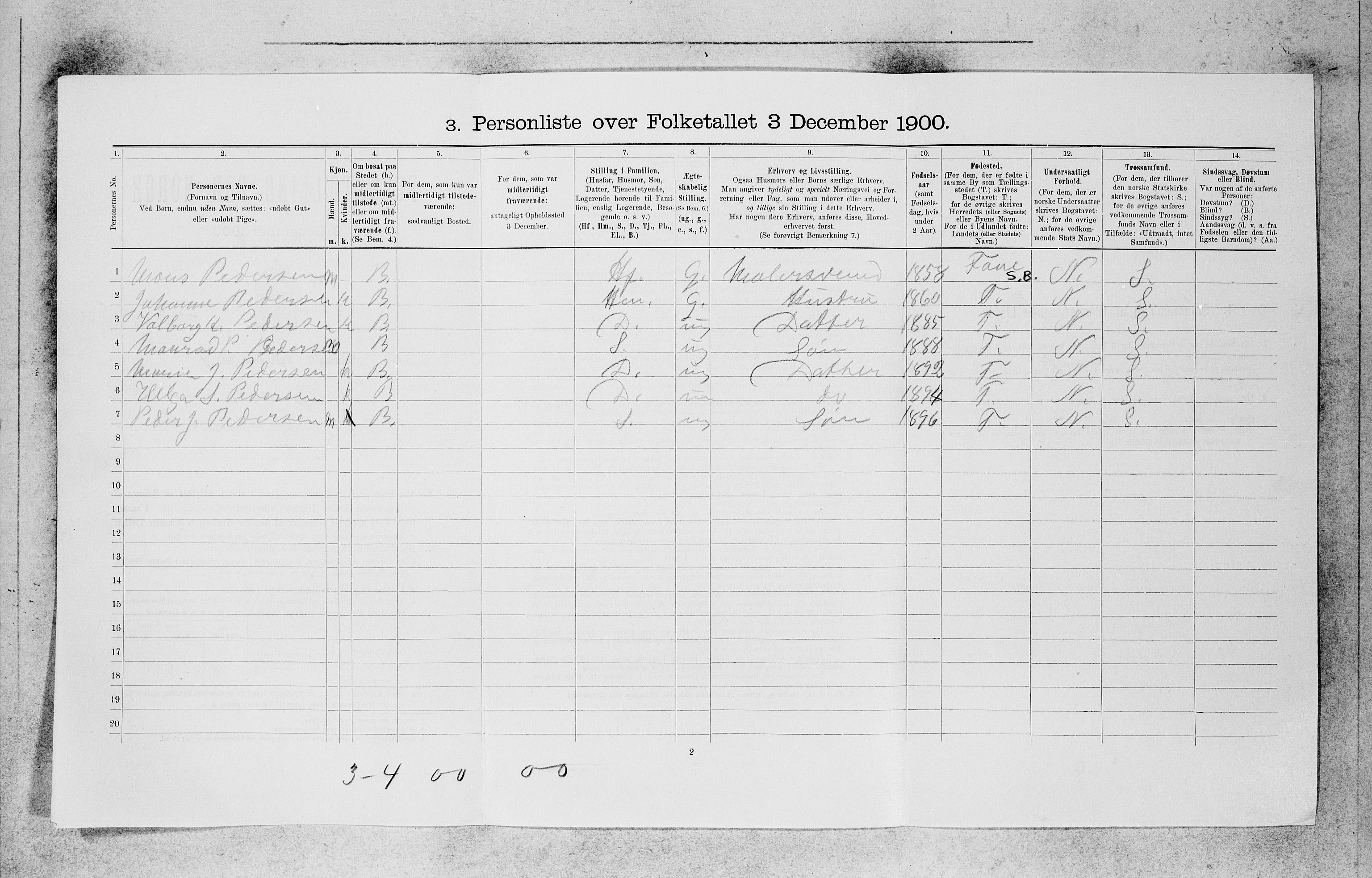 SAB, 1900 census for Bergen, 1900, p. 18247