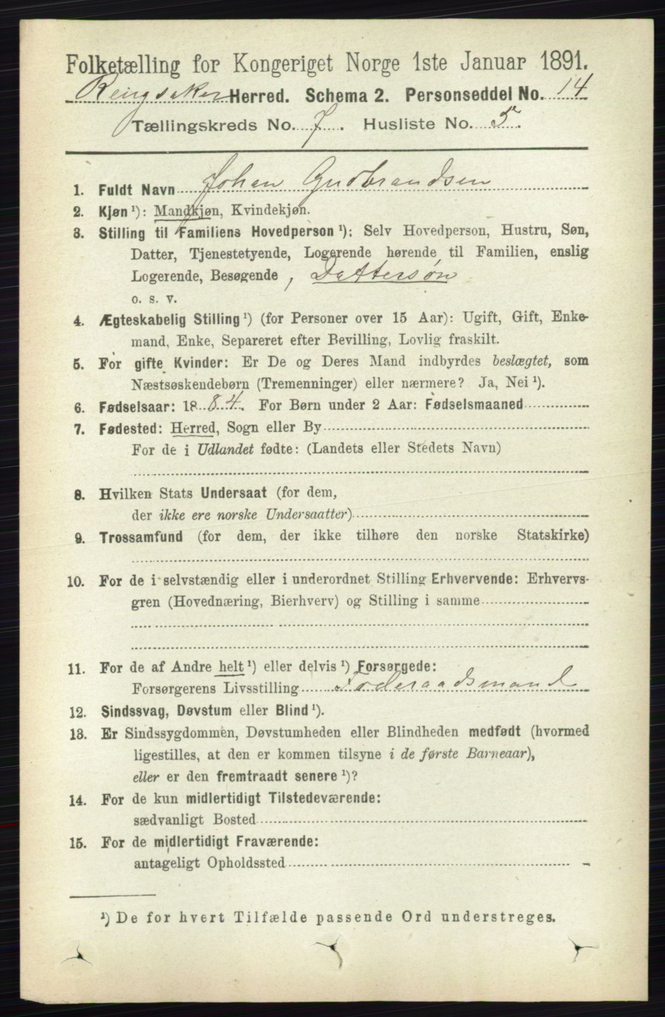 RA, 1891 census for 0412 Ringsaker, 1891, p. 3910