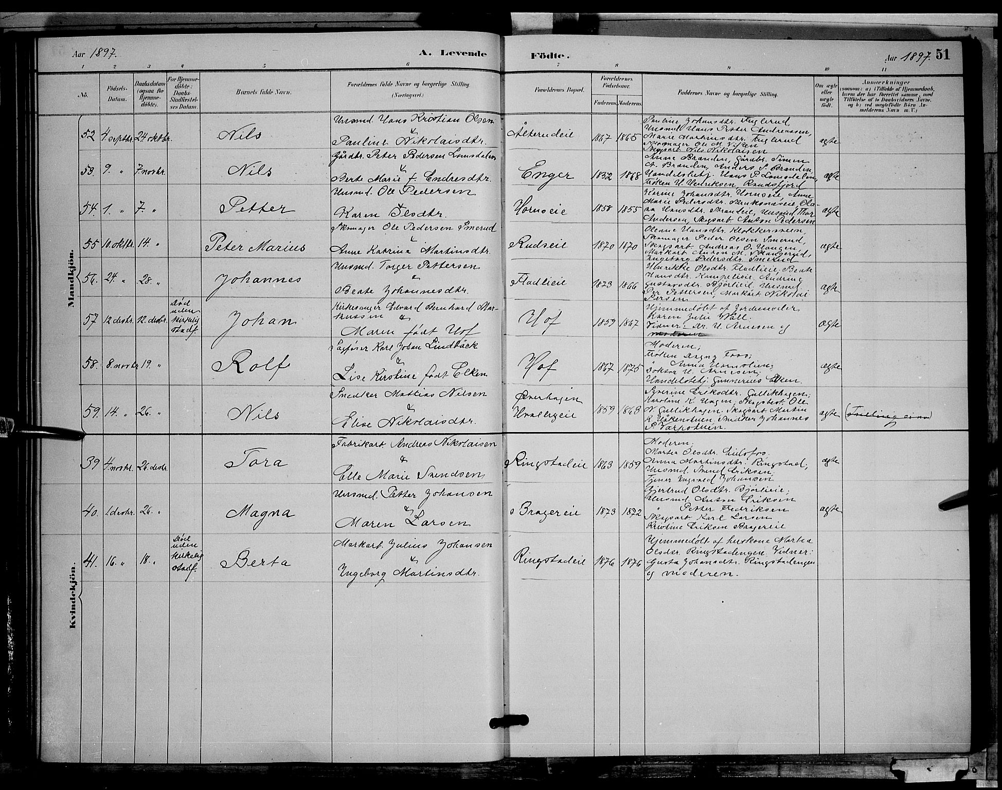 Søndre Land prestekontor, SAH/PREST-122/L/L0002: Parish register (copy) no. 2, 1884-1900, p. 51