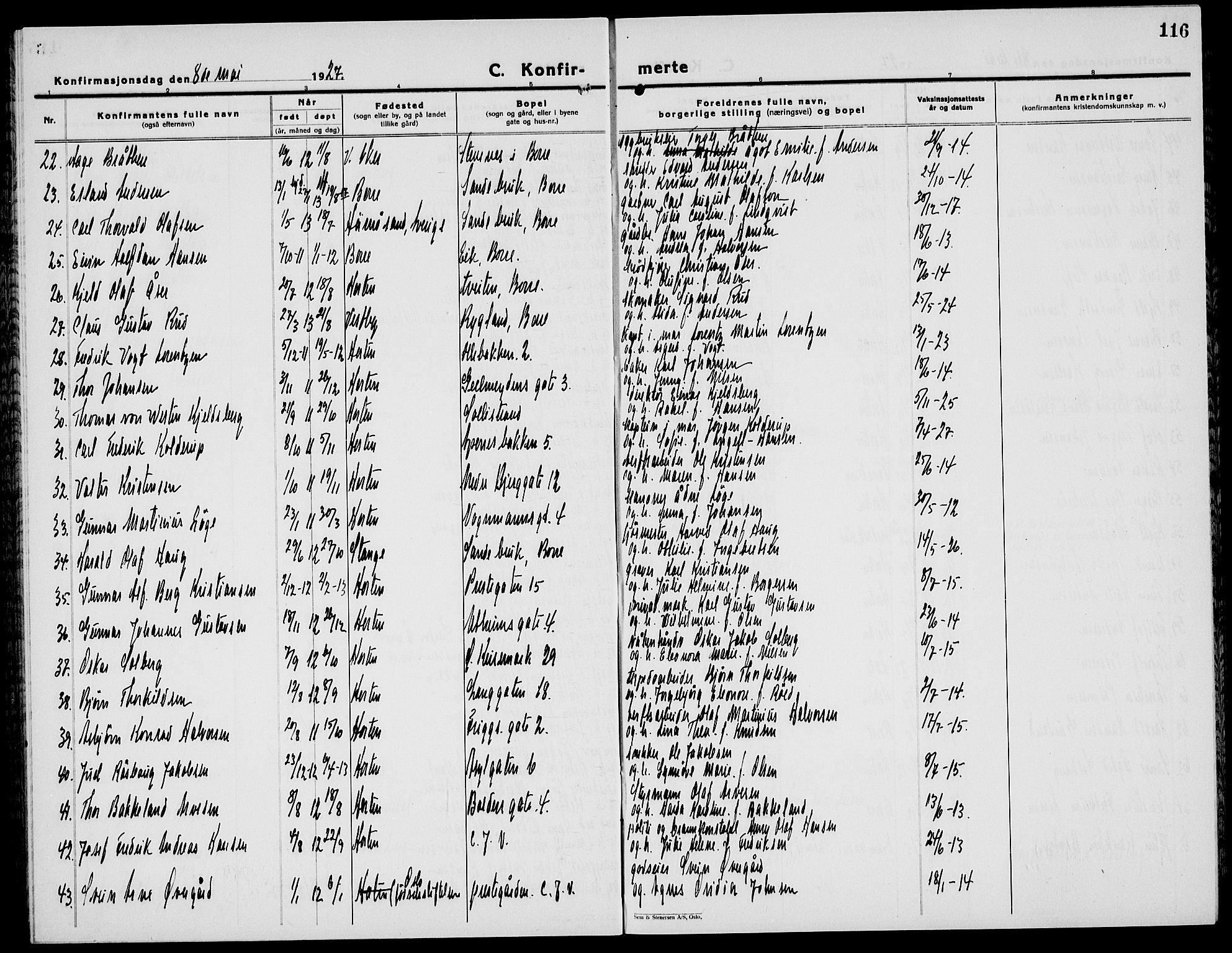 Horten kirkebøker, AV/SAKO-A-348/G/Ga/L0009: Parish register (copy) no. 9, 1926-1936, p. 116