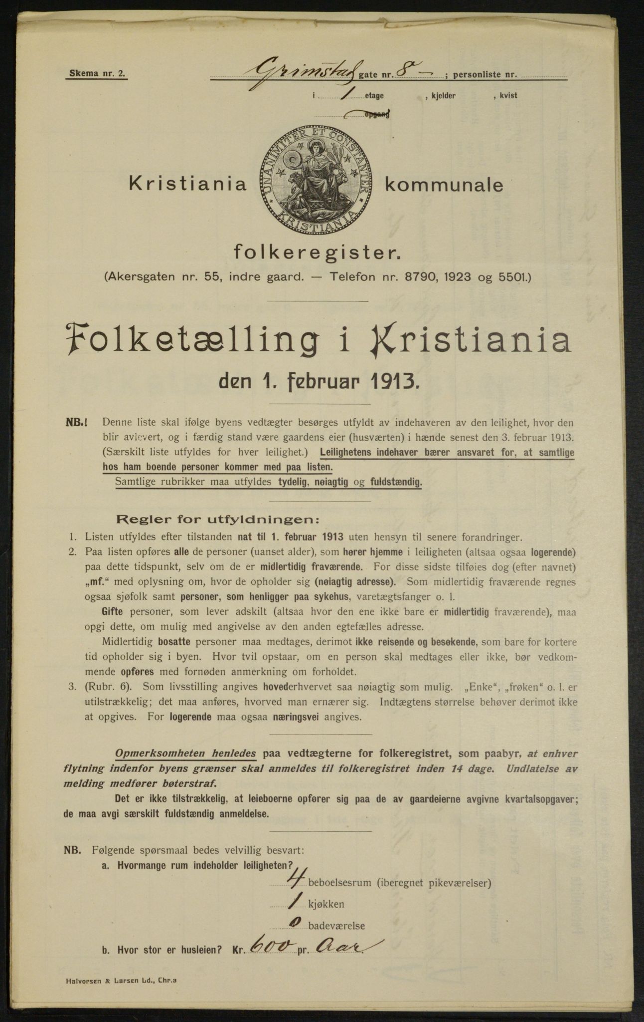 OBA, Municipal Census 1913 for Kristiania, 1913, p. 30044