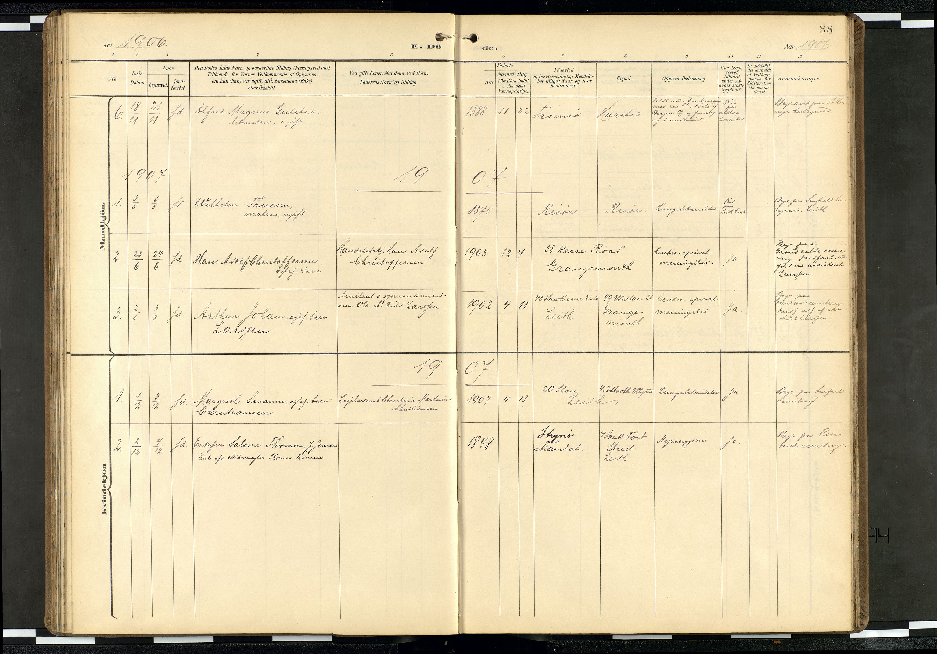 Den norske sjømannsmisjon i utlandet/Skotske havner (Leith, Glasgow), SAB/SAB/PA-0100/H/Ha/Haa/L0004: Parish register (official) no. A 4, 1899-1949, p. 87b-88a