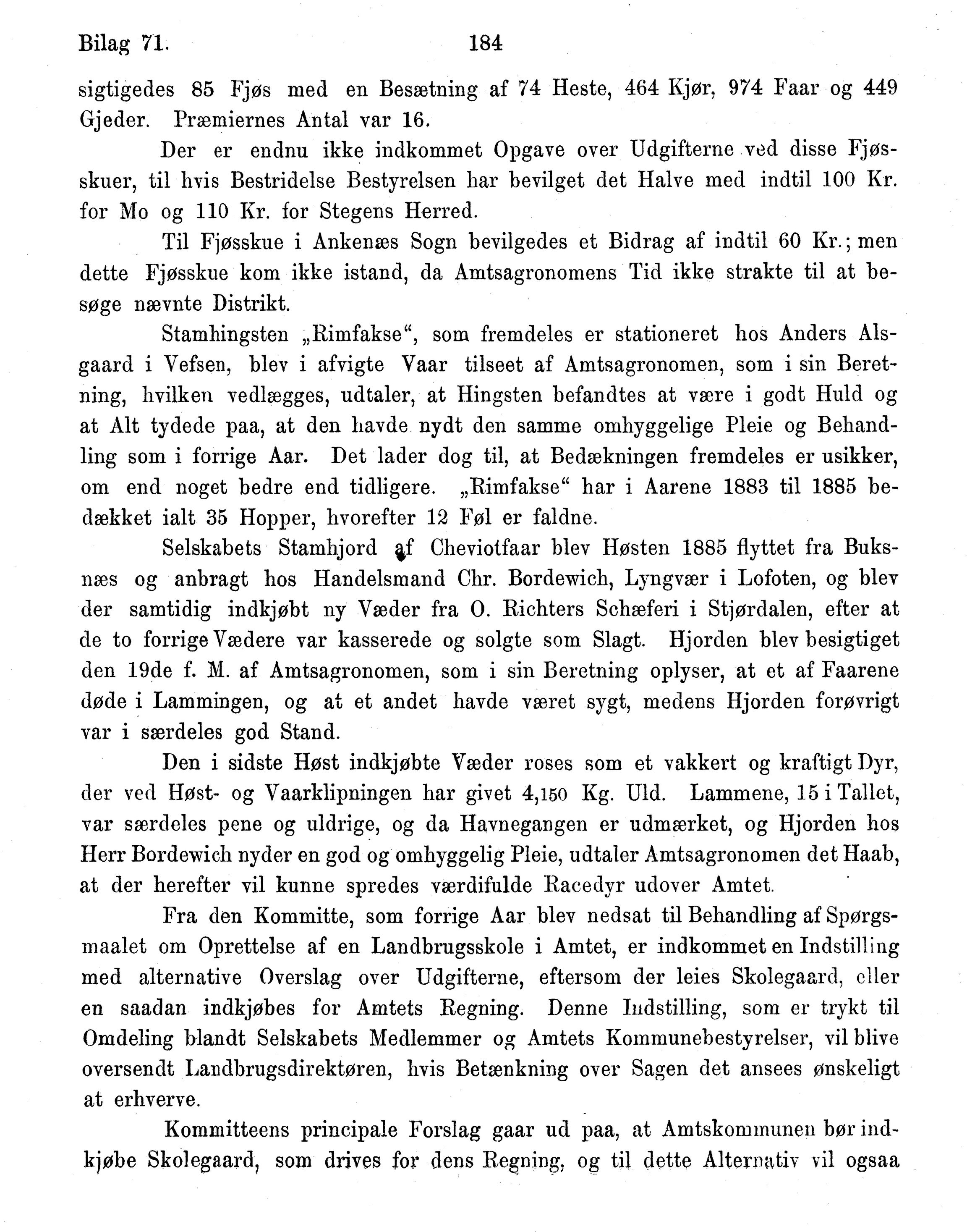Nordland Fylkeskommune. Fylkestinget, AIN/NFK-17/176/A/Ac/L0015: Fylkestingsforhandlinger 1886-1890, 1886-1890