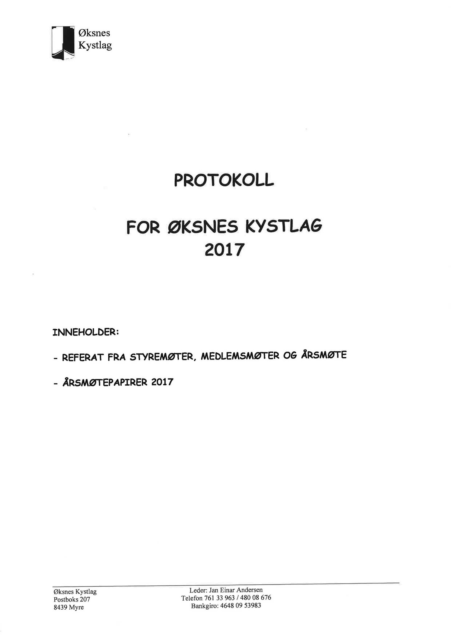 Øksnes kystlag, AIN/A-22/144/A/Aa/L0013: Møtebok, 2017