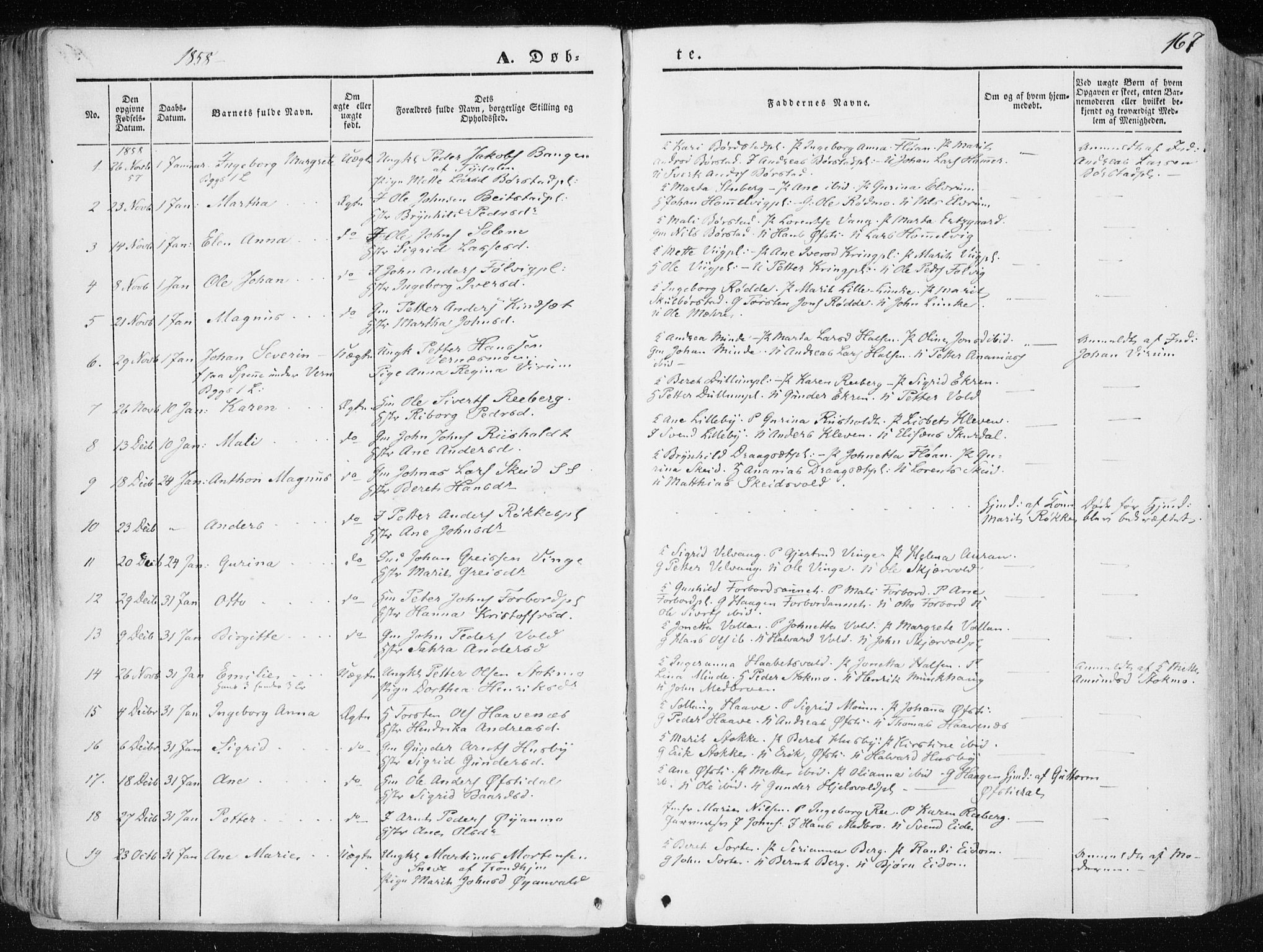 Ministerialprotokoller, klokkerbøker og fødselsregistre - Nord-Trøndelag, SAT/A-1458/709/L0074: Parish register (official) no. 709A14, 1845-1858, p. 167