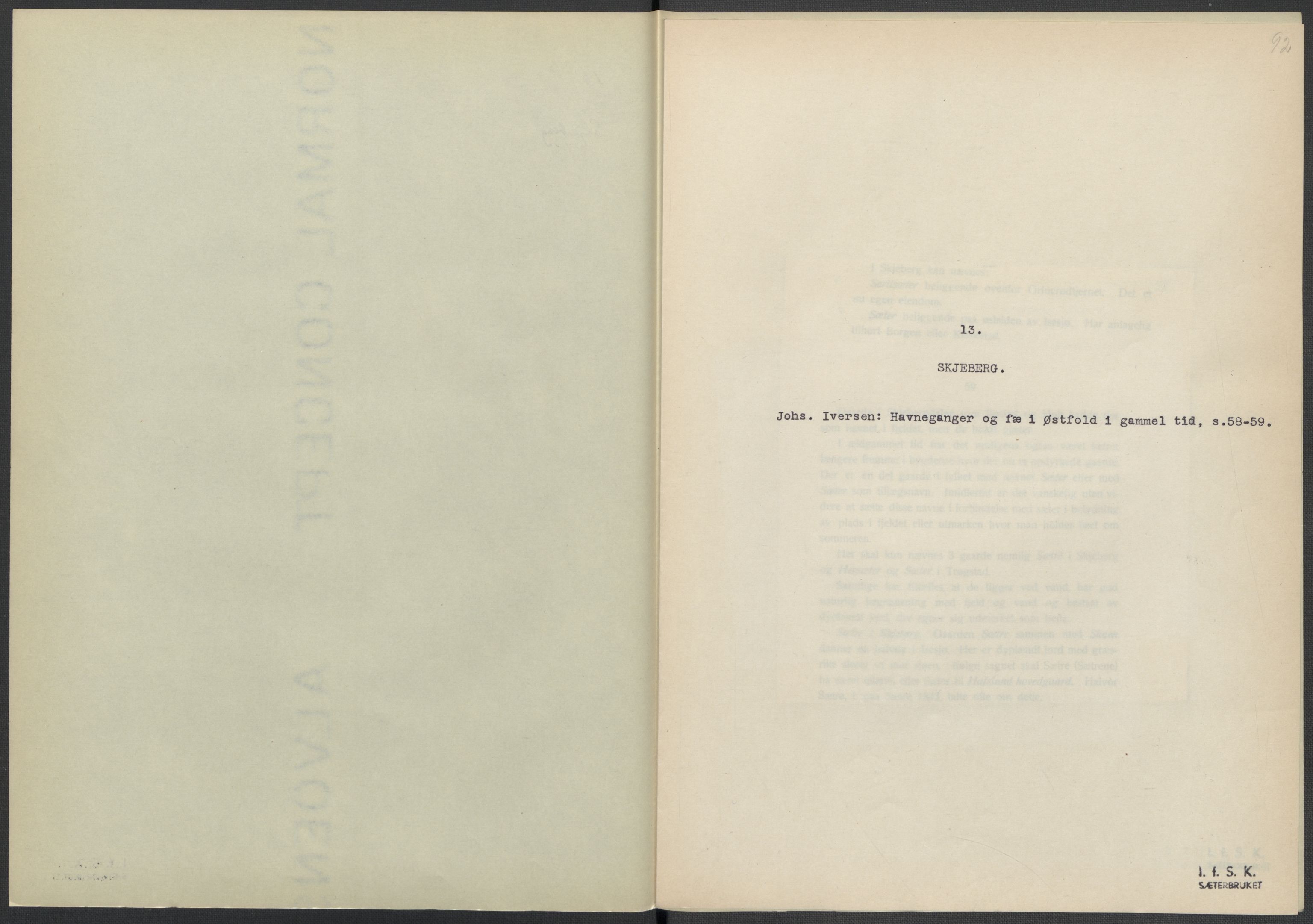 Instituttet for sammenlignende kulturforskning, AV/RA-PA-0424/F/Fc/L0002/0001: Eske B2: / Østfold (perm I), 1932-1935, p. 92