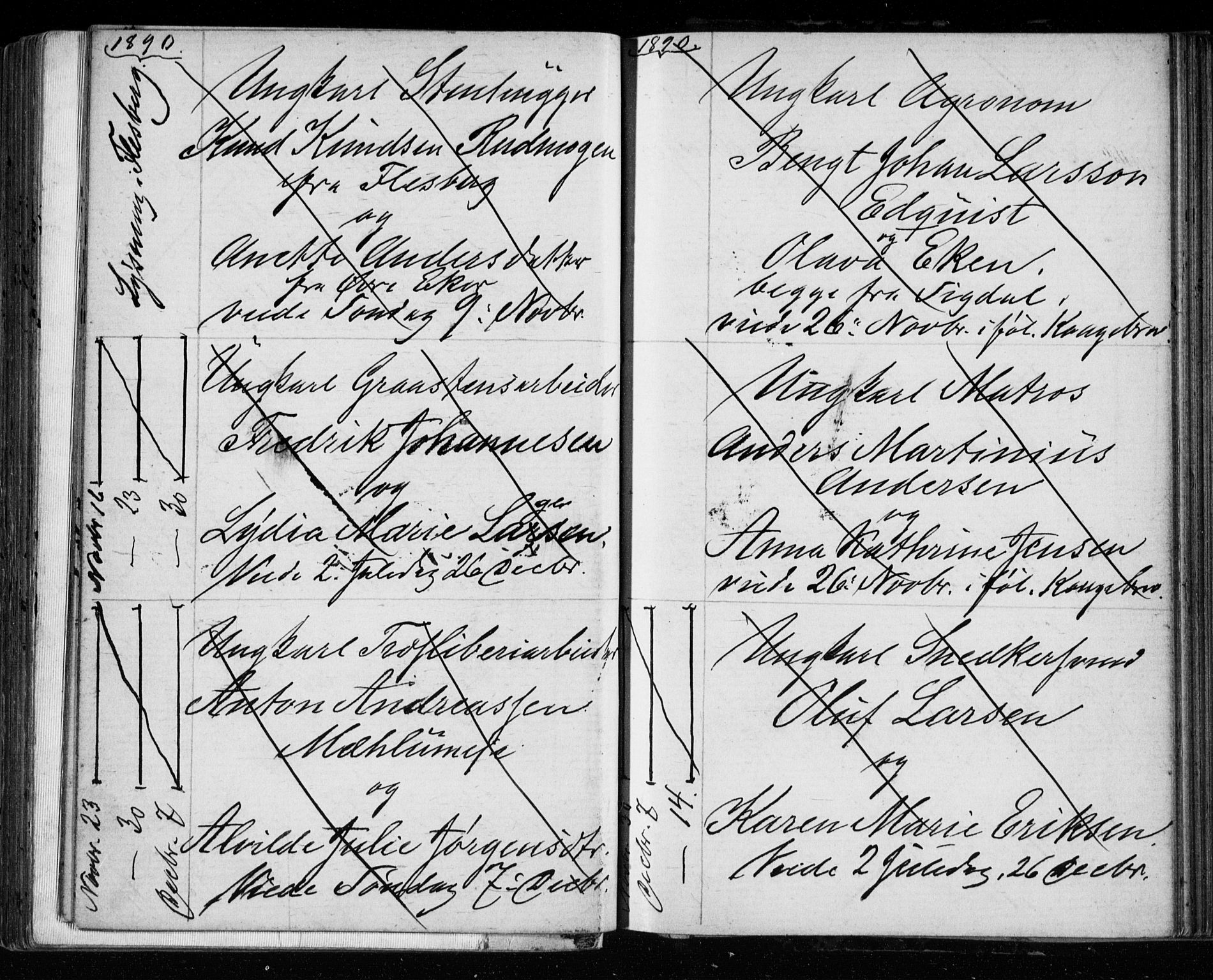 Bragernes kirkebøker, AV/SAKO-A-6/H/Ha/L0006: Banns register no. 6, 1873-1896