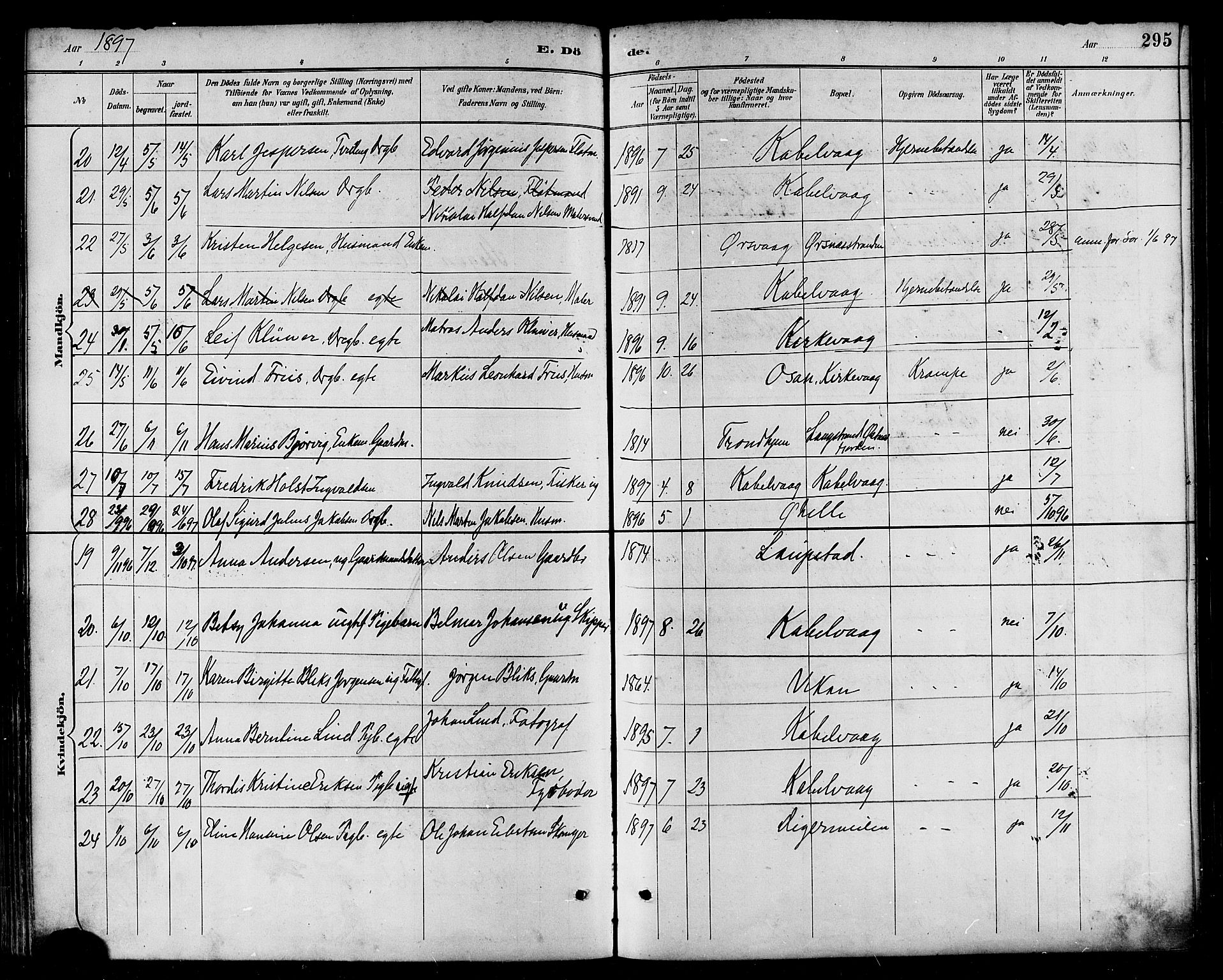 Ministerialprotokoller, klokkerbøker og fødselsregistre - Nordland, AV/SAT-A-1459/874/L1060: Parish register (official) no. 874A04, 1890-1899, p. 295