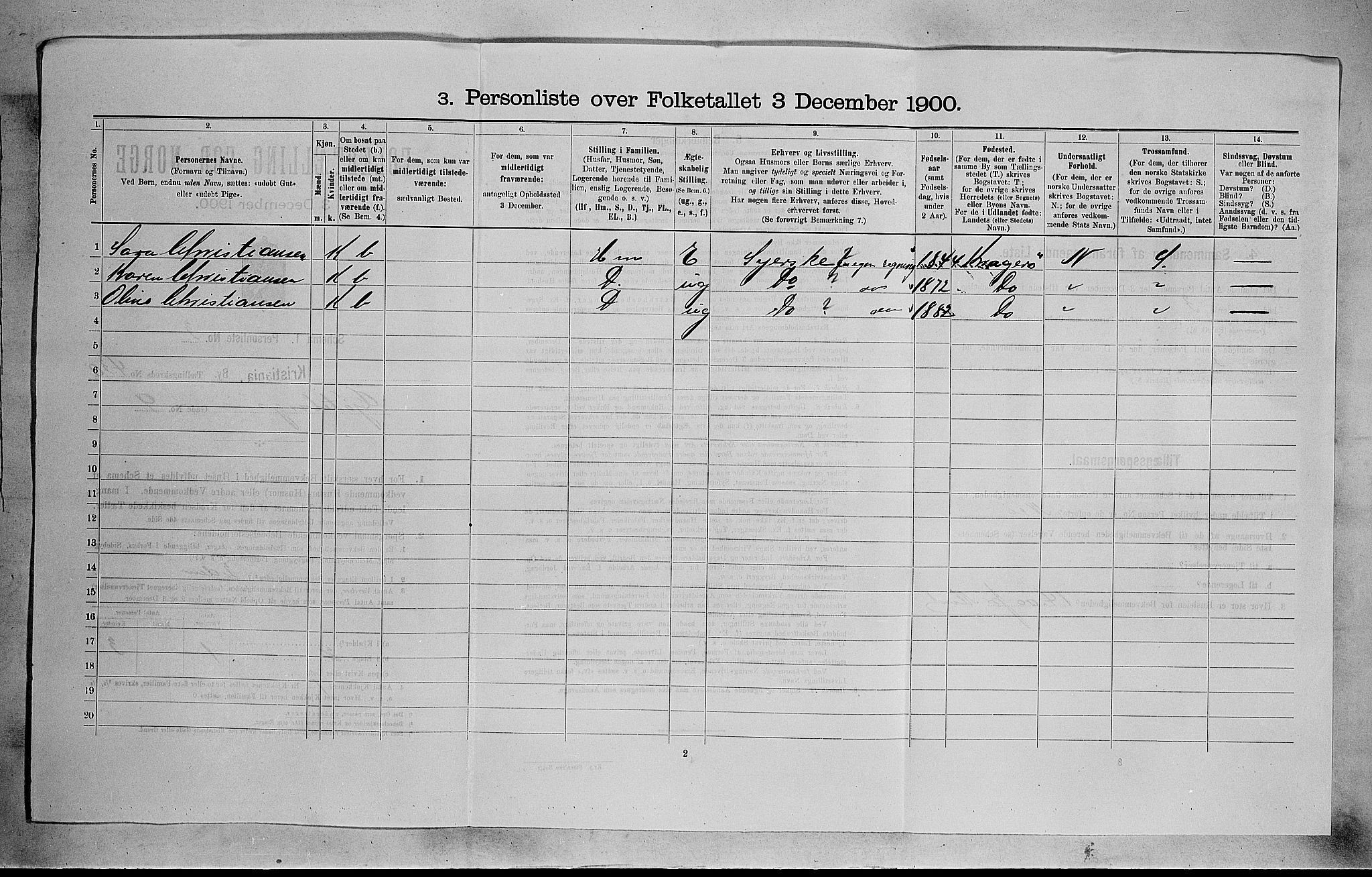 SAO, 1900 census for Kristiania, 1900, p. 31148