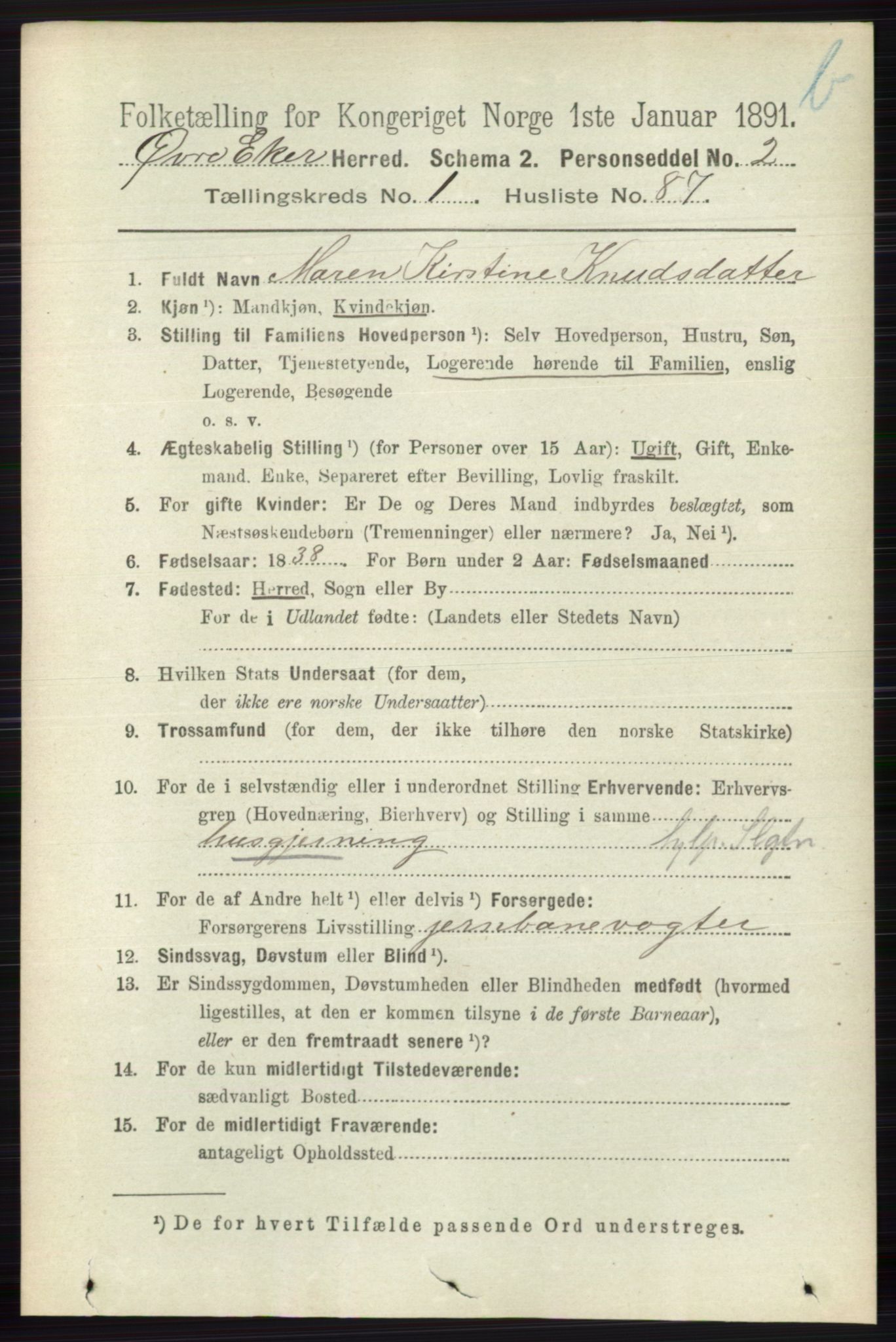RA, 1891 census for 0624 Øvre Eiker, 1891, p. 8331