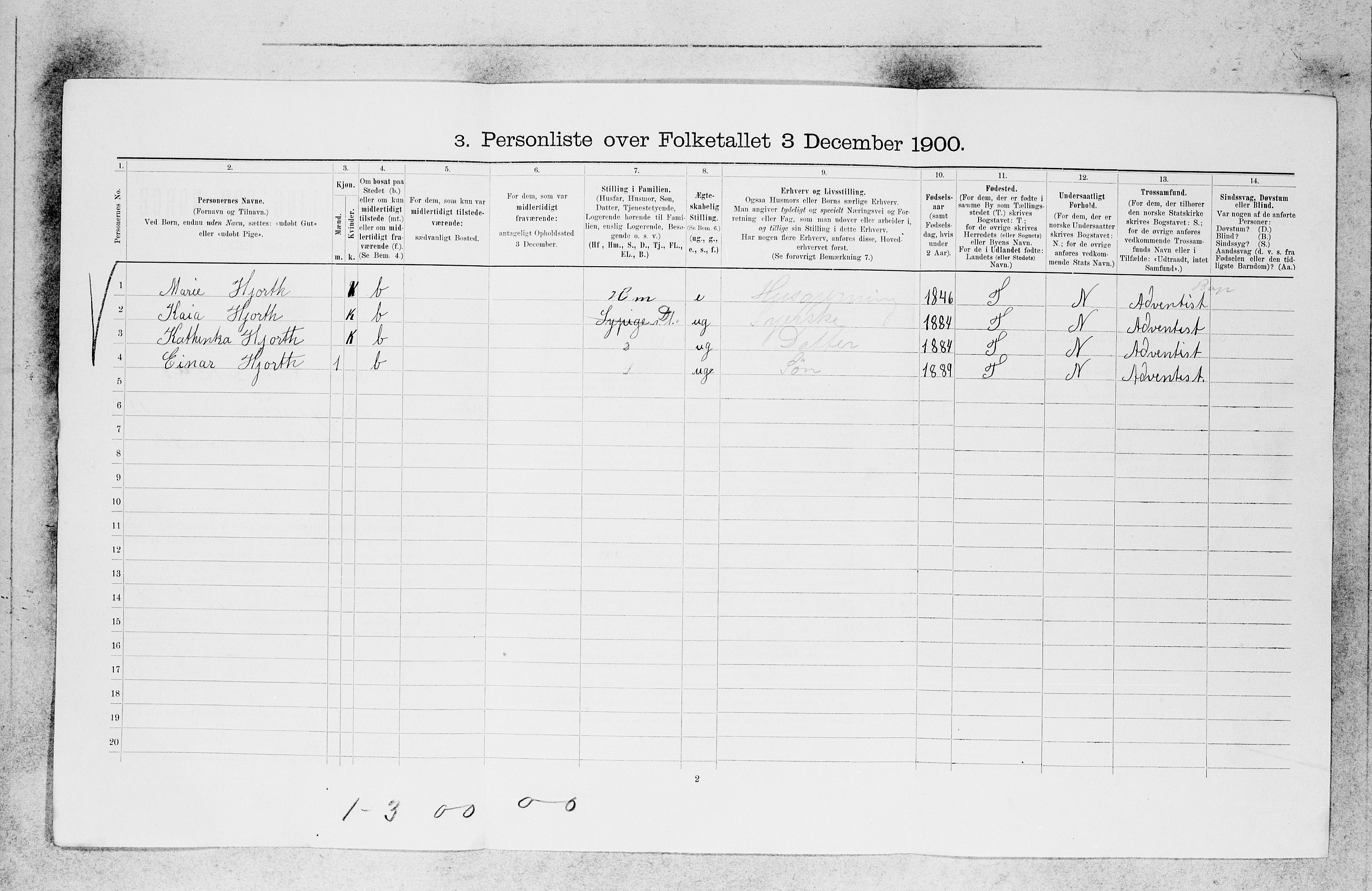 SAB, 1900 census for Bergen, 1900, p. 26508