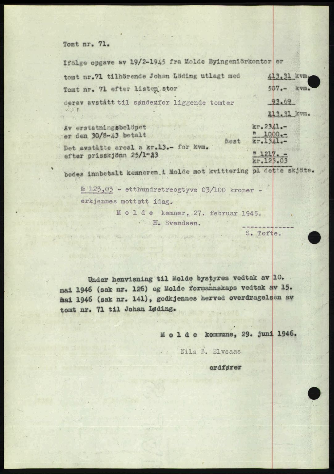 Romsdal sorenskriveri, AV/SAT-A-4149/1/2/2C: Mortgage book no. A21, 1946-1946, Diary no: : 1984/1946