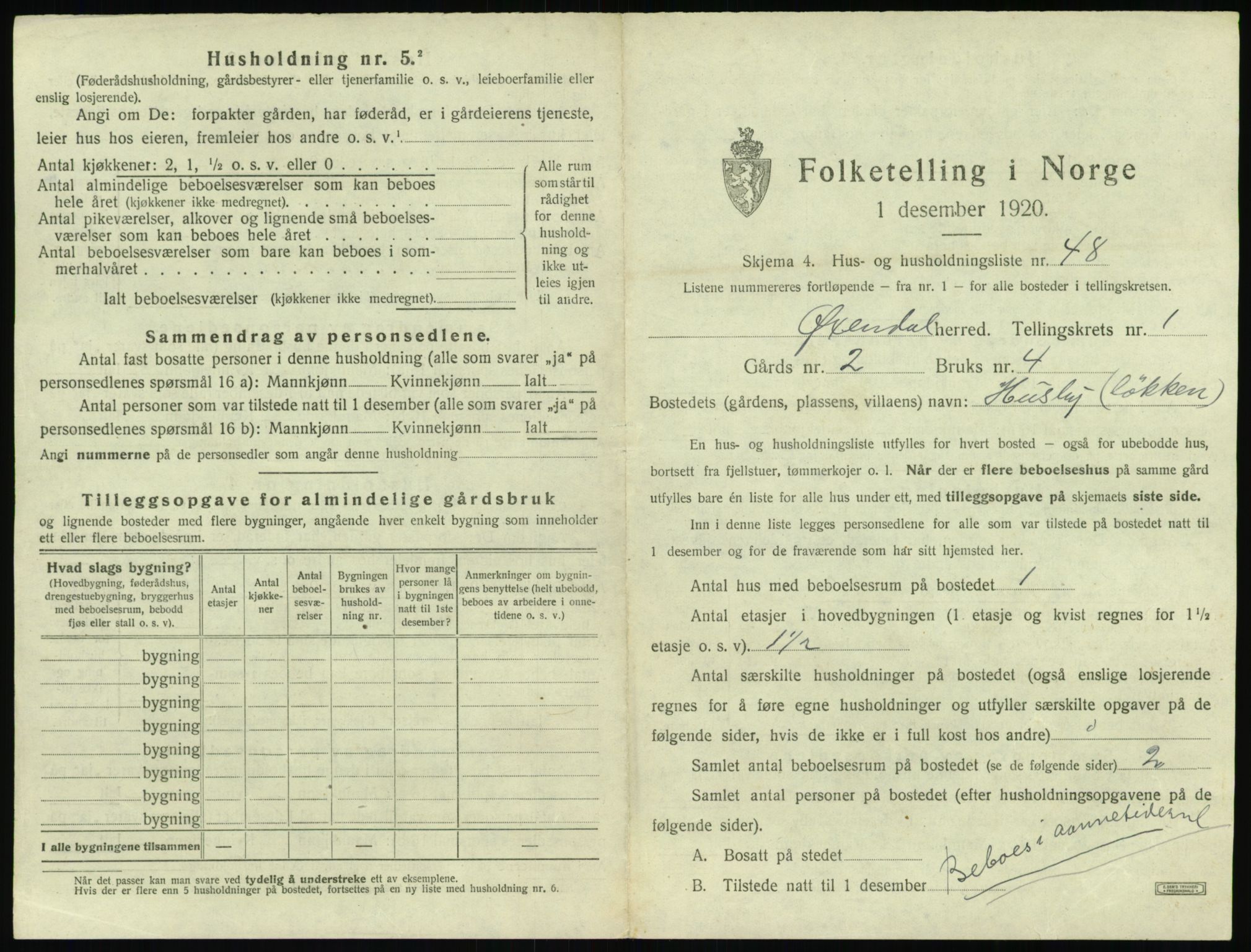 SAT, 1920 census for Øksendal, 1920, p. 119