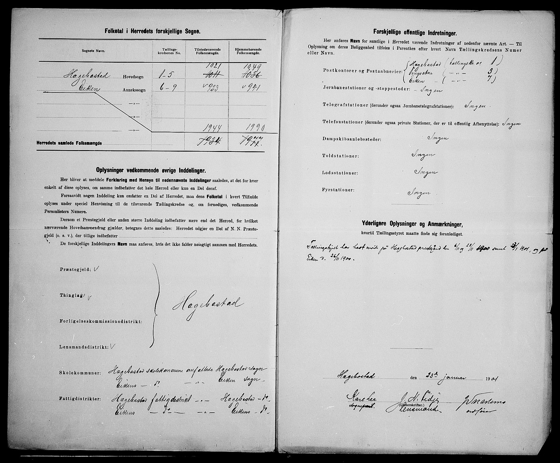 SAK, 1900 census for Hægebostad, 1900, p. 3