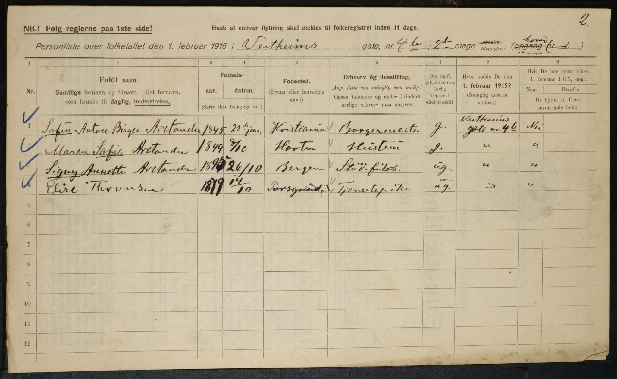 OBA, Municipal Census 1916 for Kristiania, 1916, p. 126205