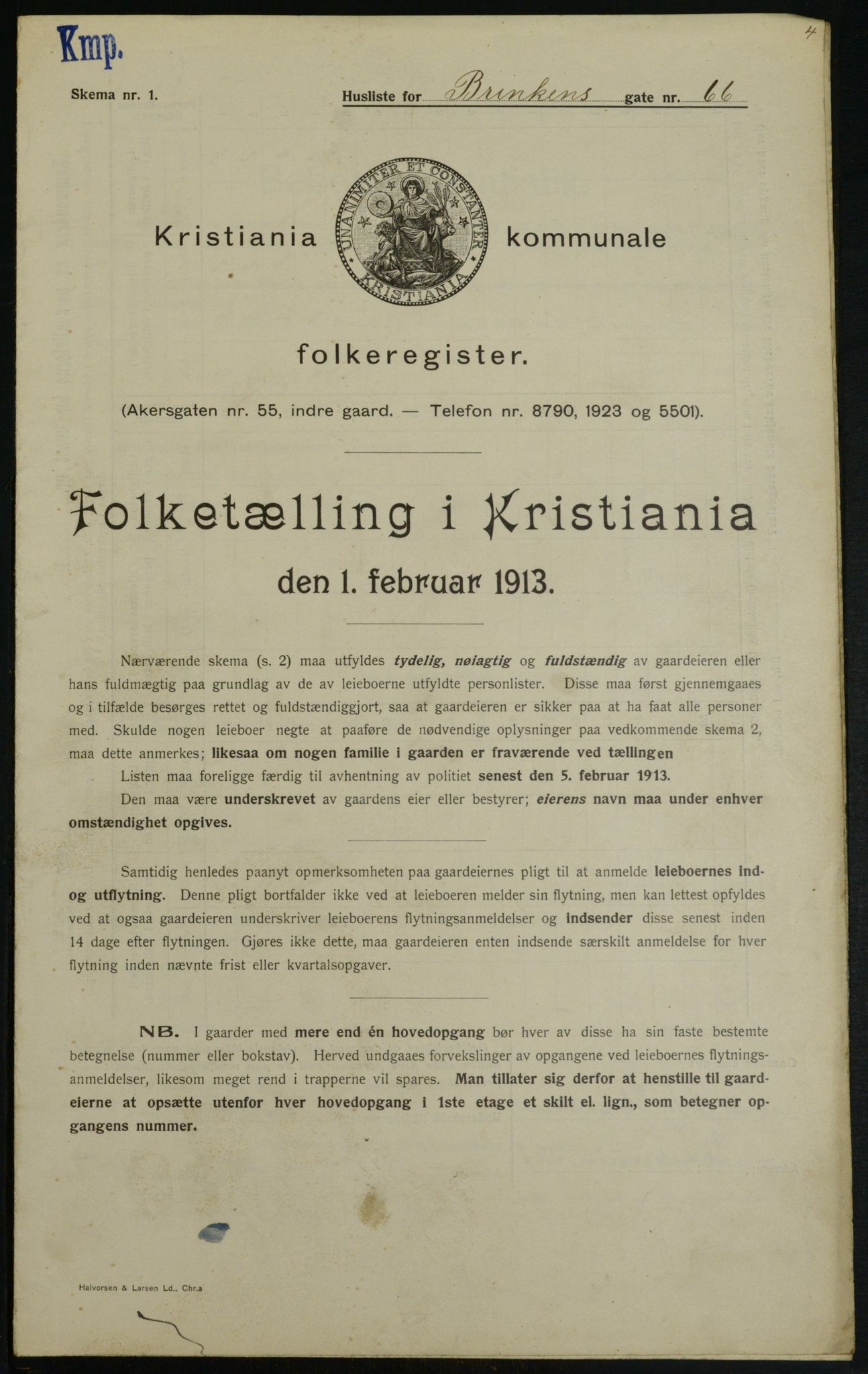 OBA, Municipal Census 1913 for Kristiania, 1913, p. 9059